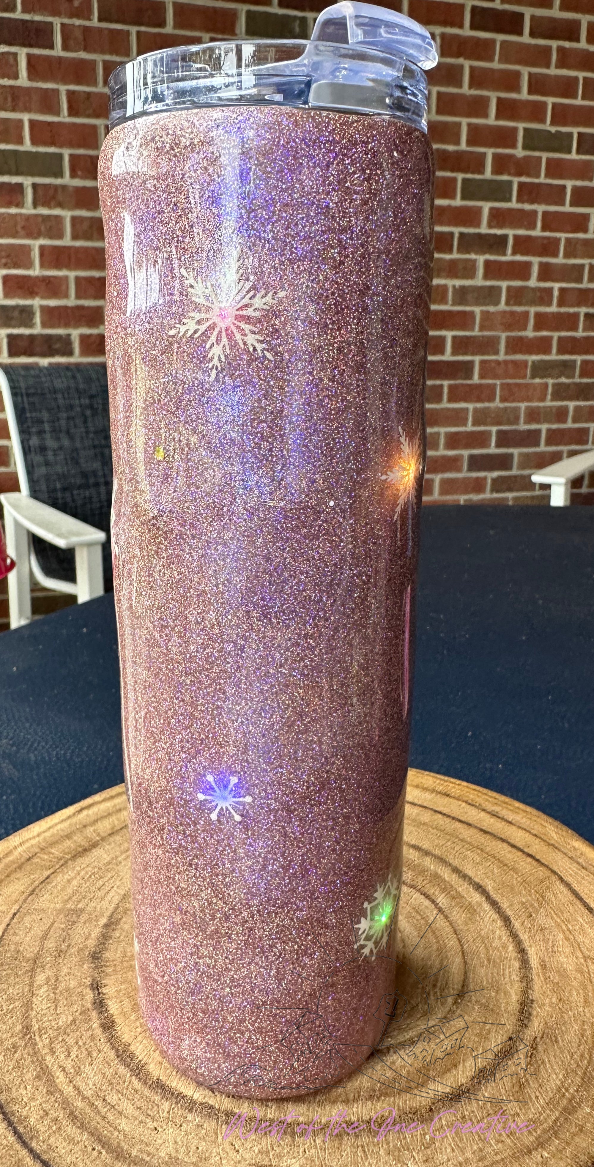 20oz Light Up Tumbler with snowflakes and hidden straw!