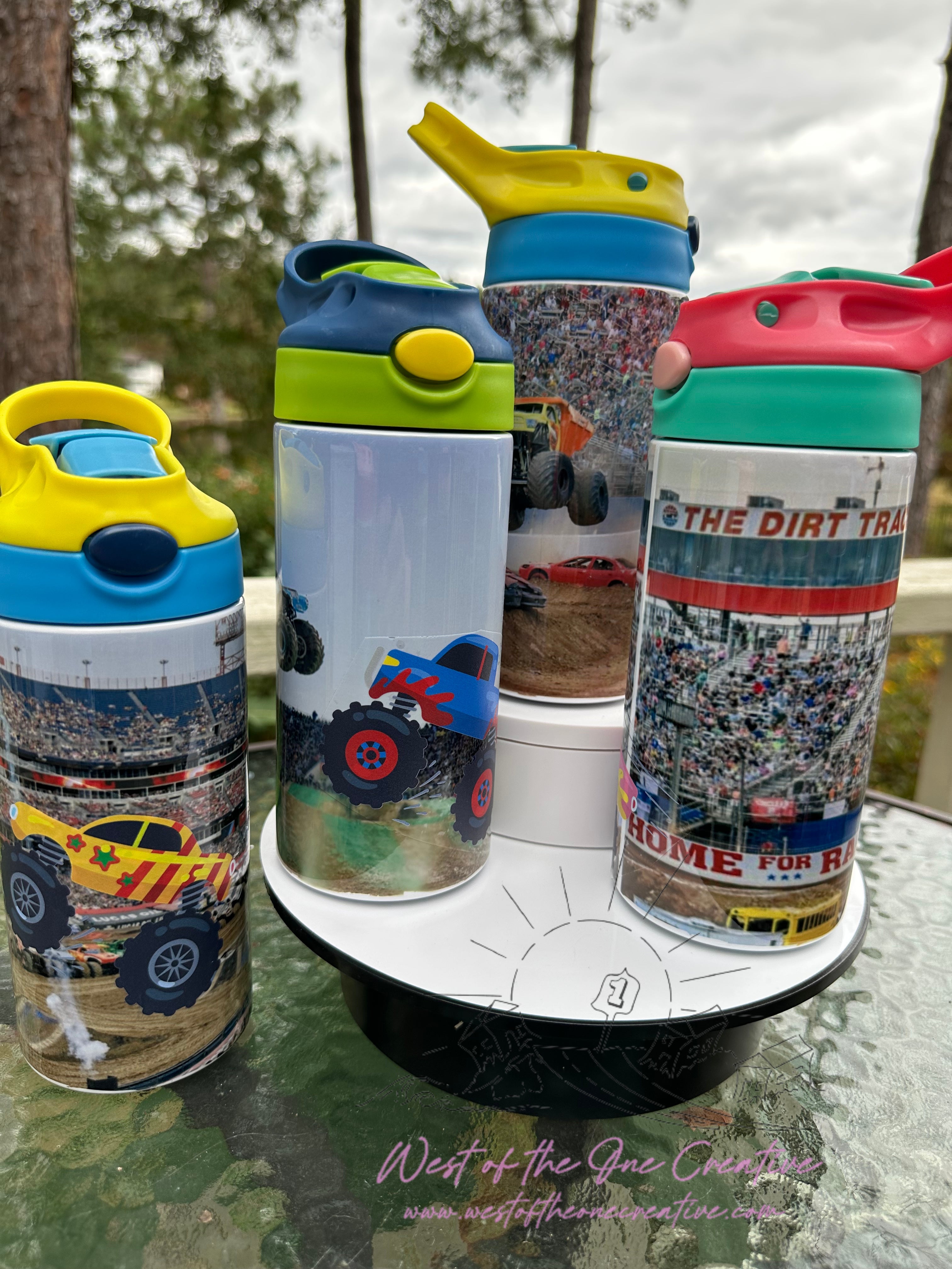 12oz Water bottles for kids - CareBears, Monster Trucks and a cute lit