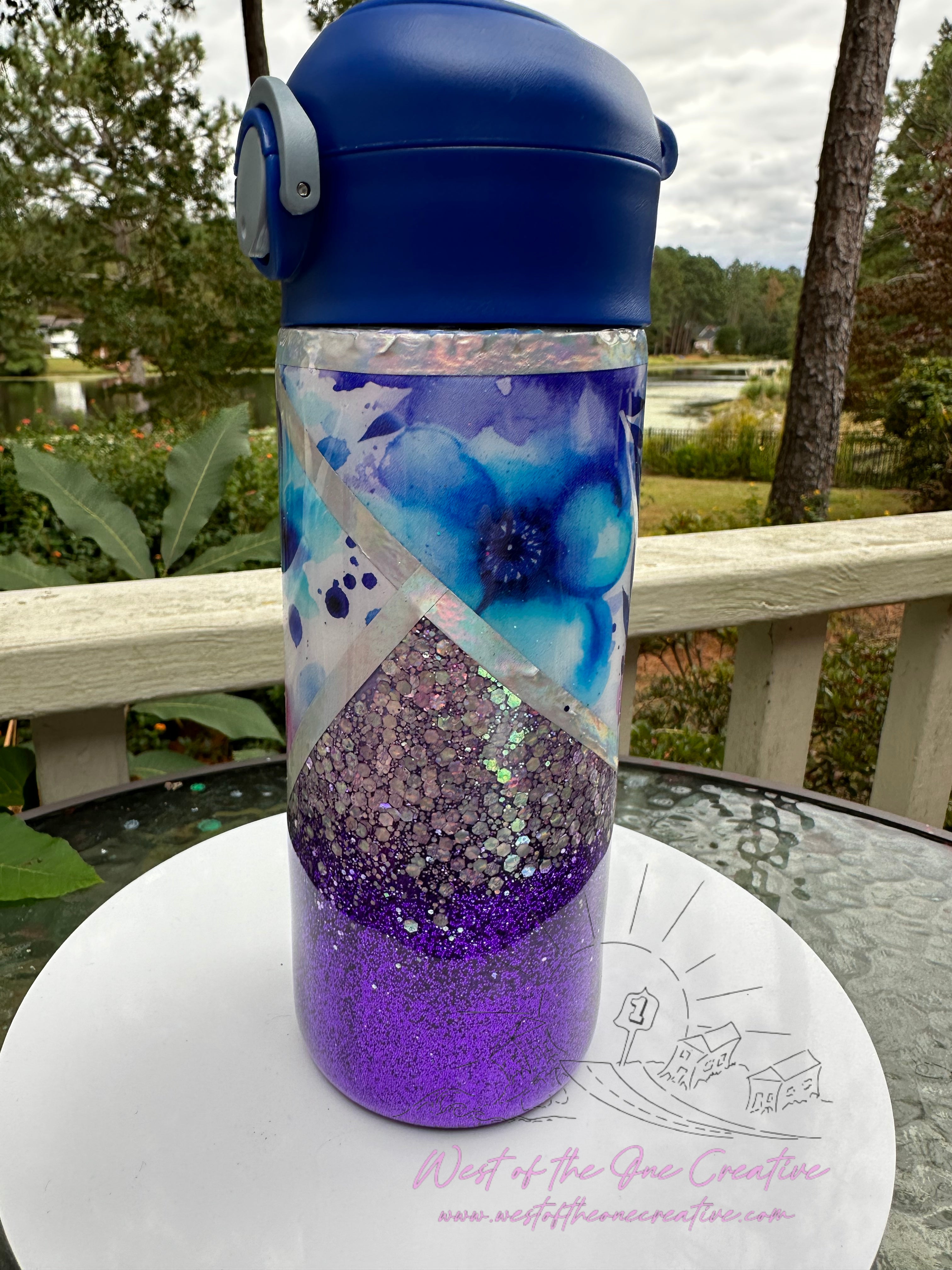 12oz Water Bottle in blue and purple