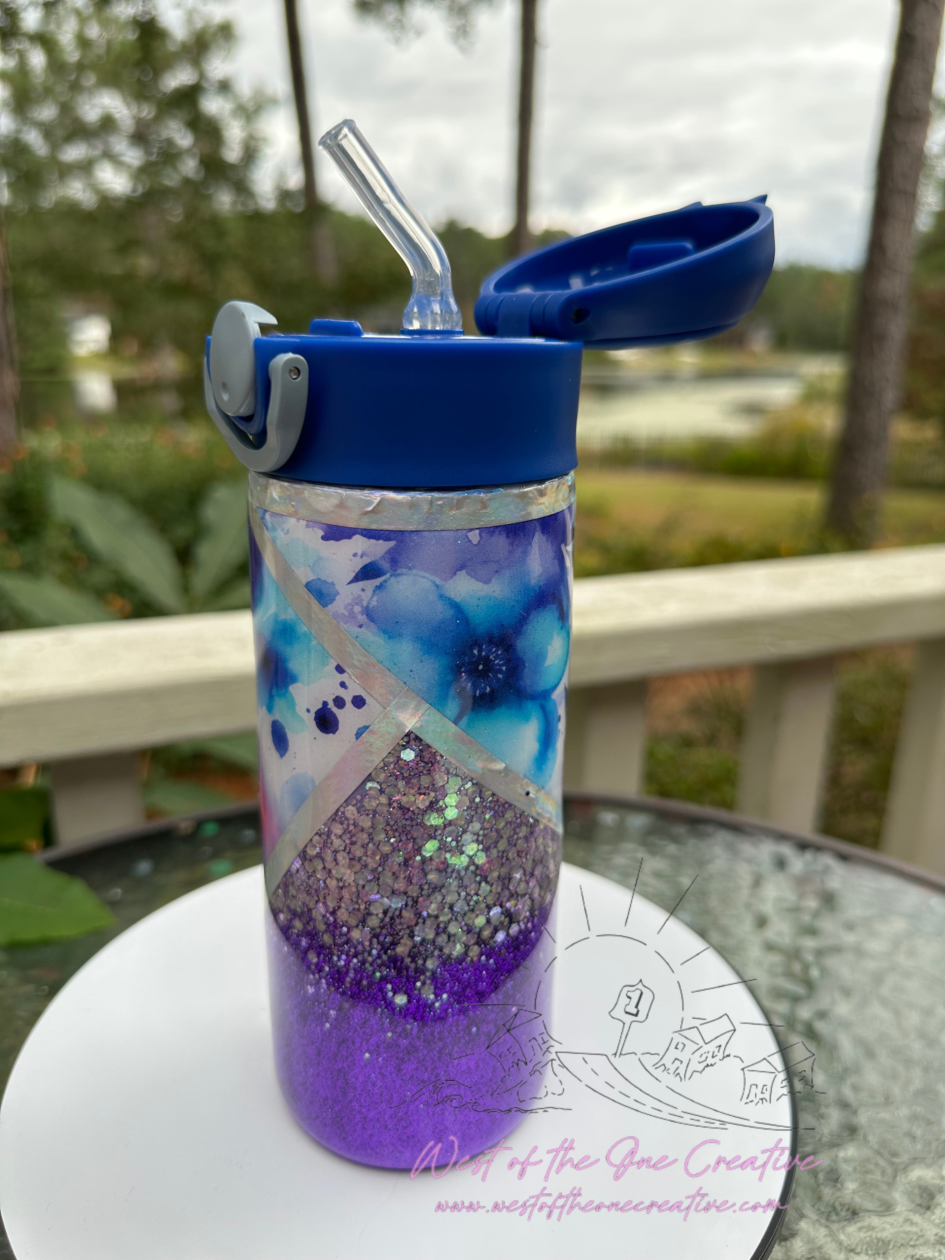 12oz Water Bottle in blue and purple