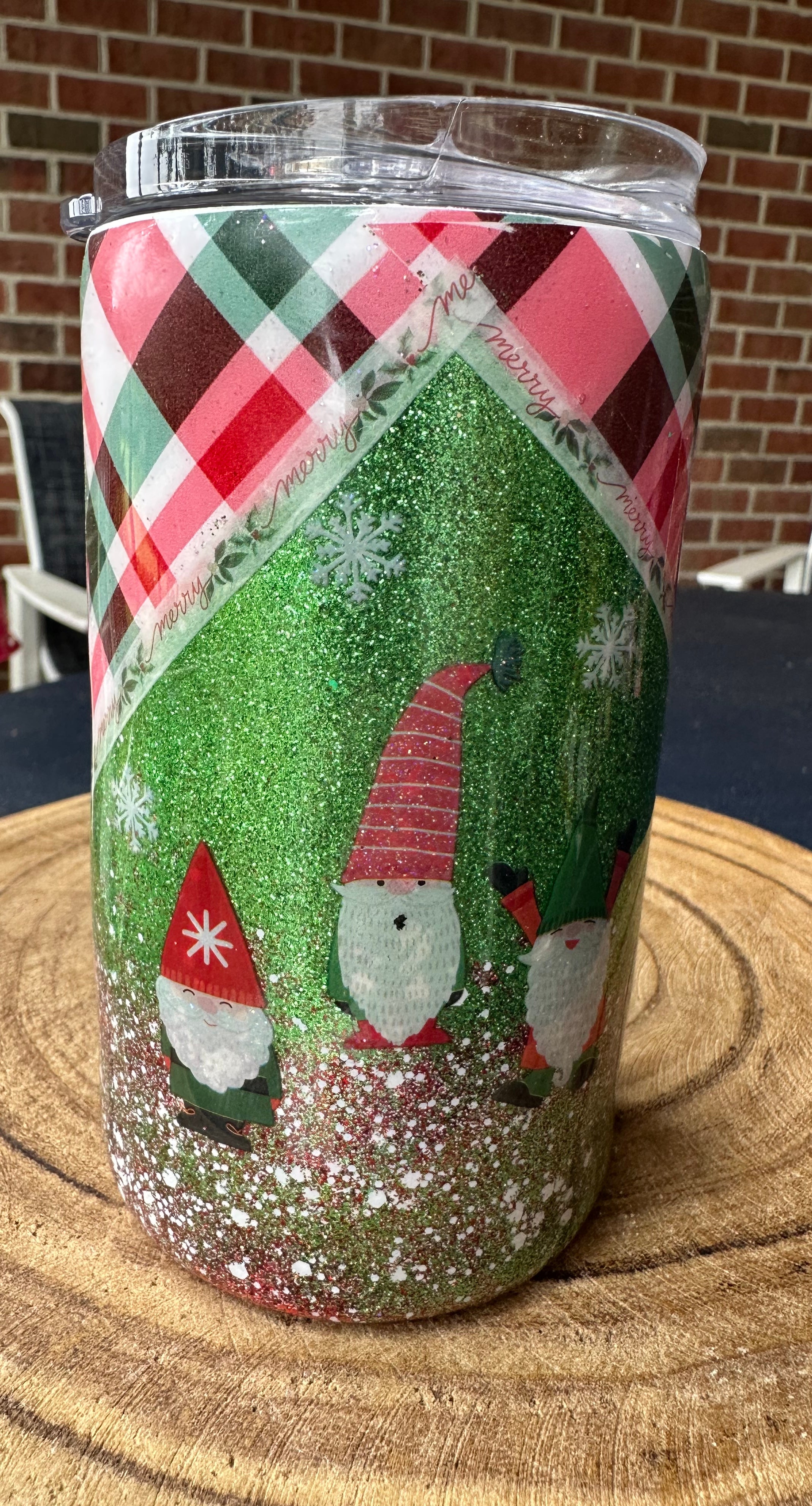 14 oz Skinny Christmas Gnomes with glitter, mug or wine!