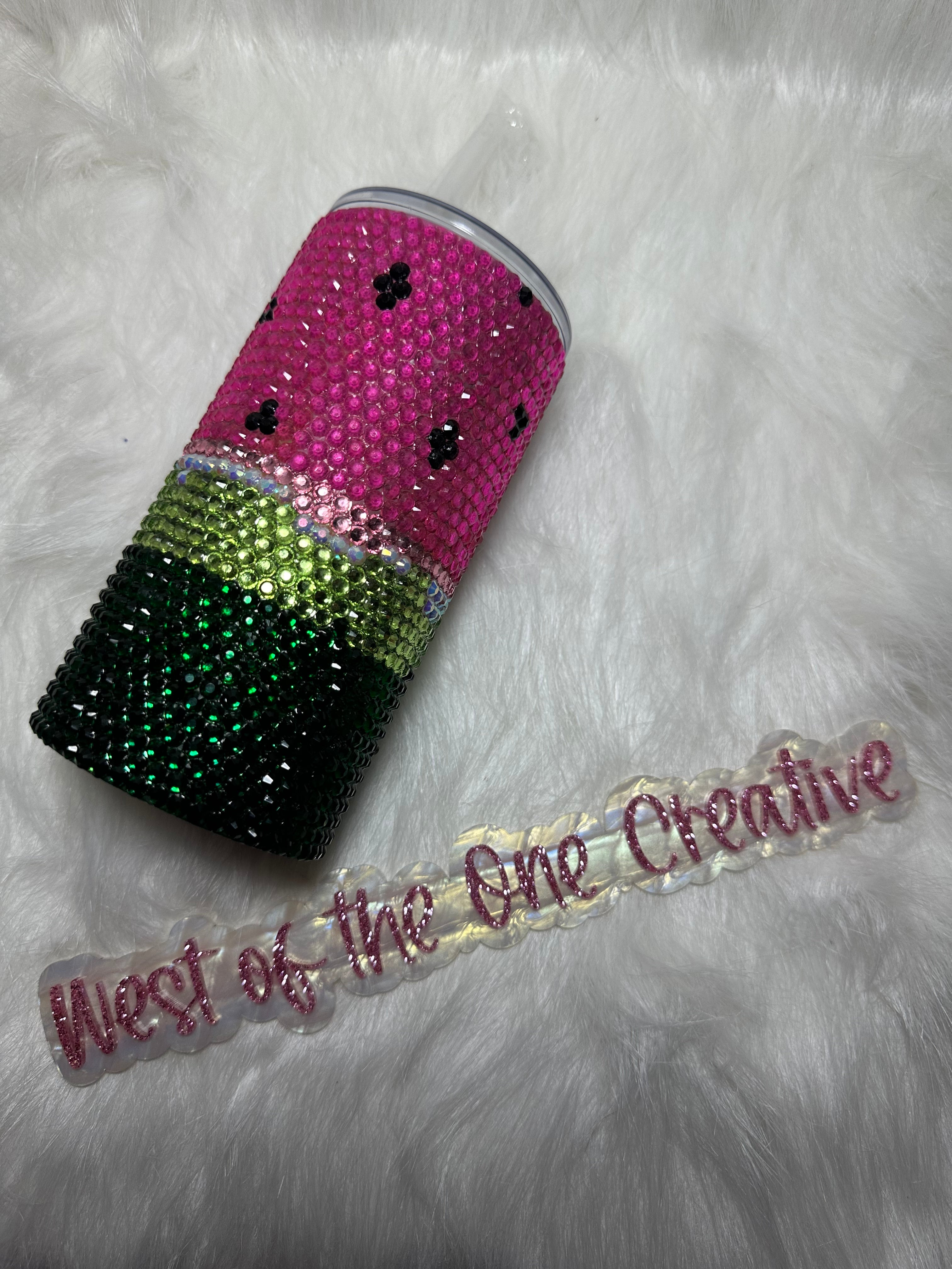 16 oz Tumbler Rhinestones Watermelon "Carmel Collection"