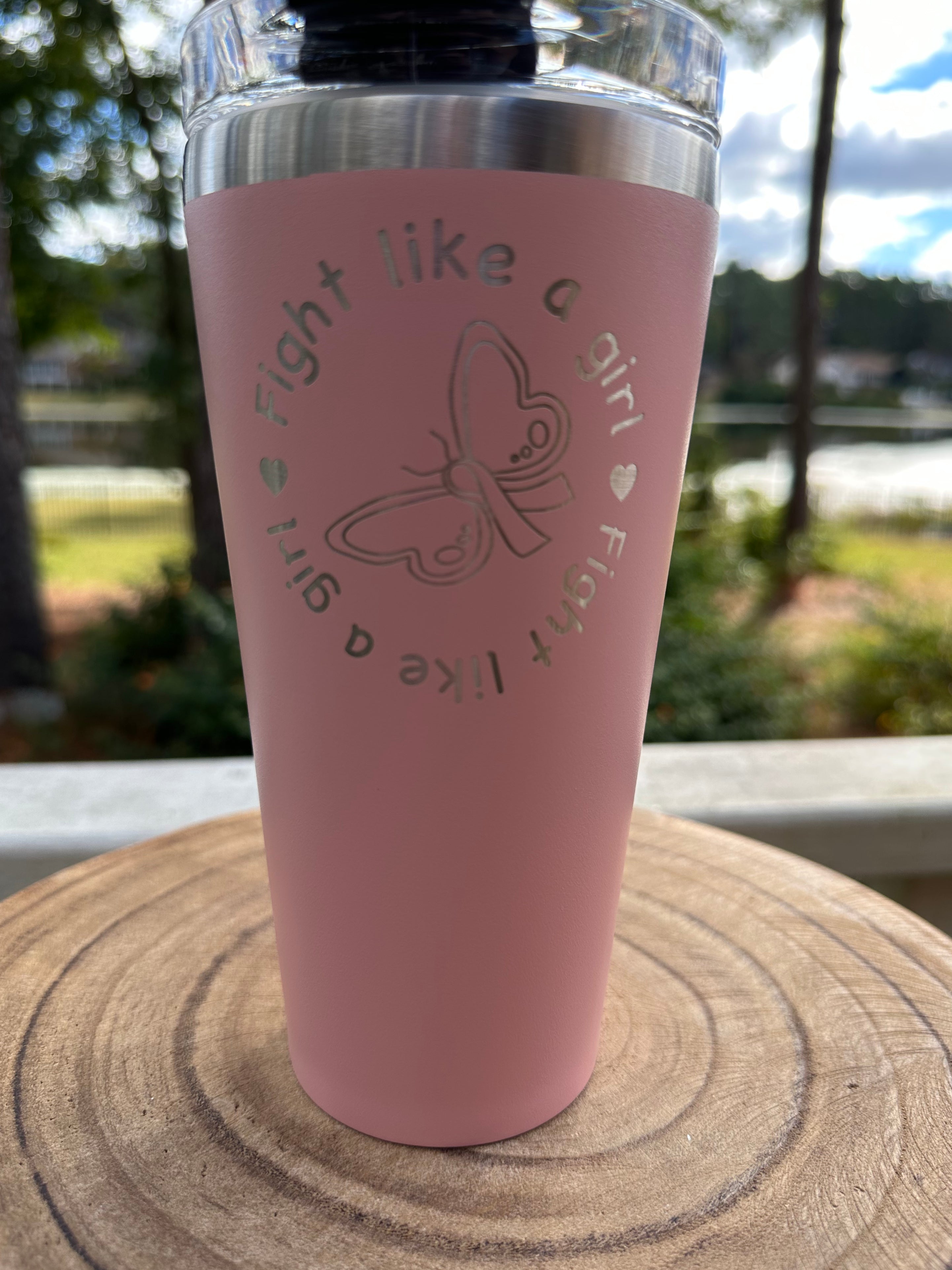 20 oz Pink Fight Like A Girl Tumbler