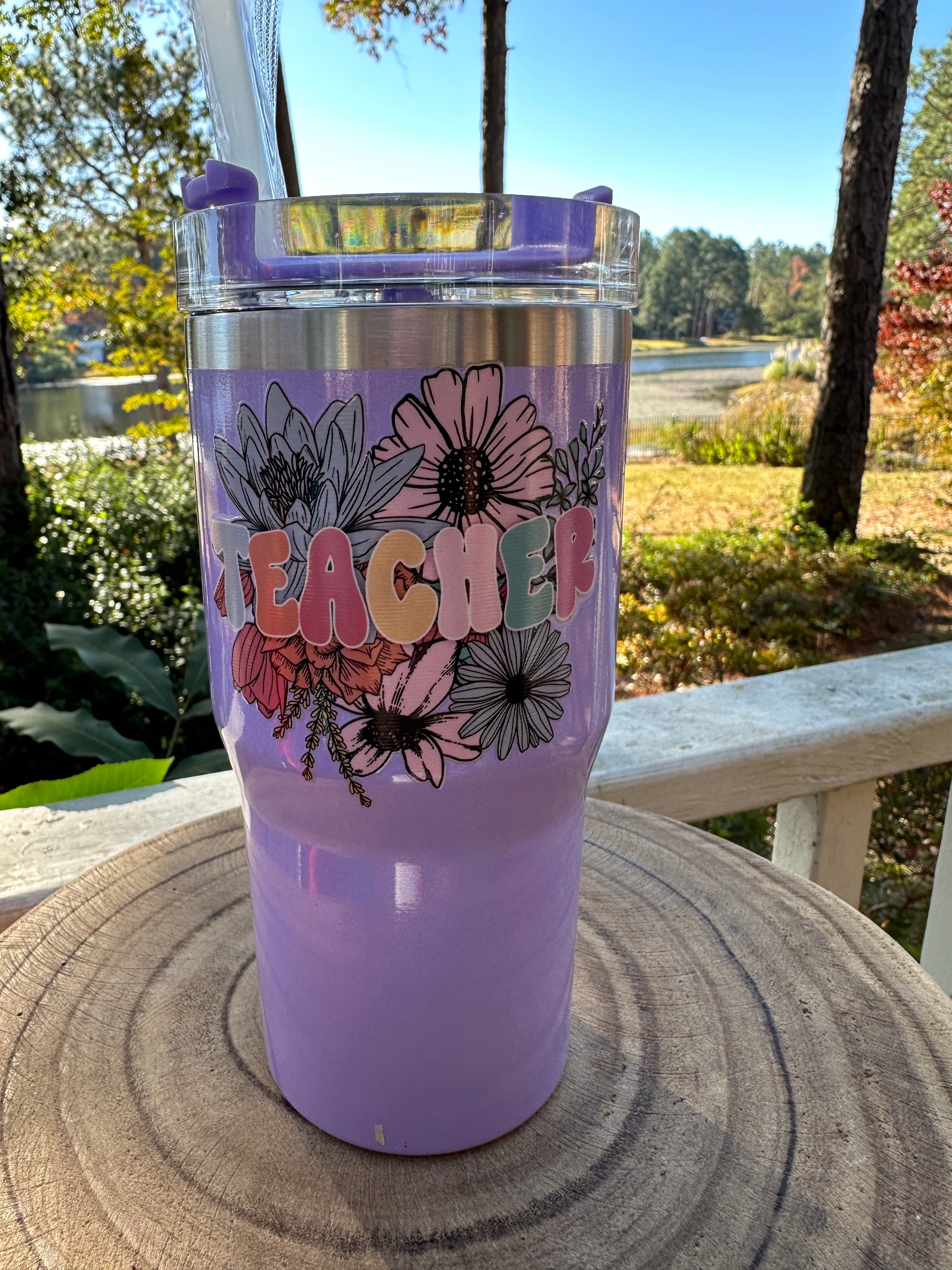 20 oz Sparkly no handle Tumbler Teacher