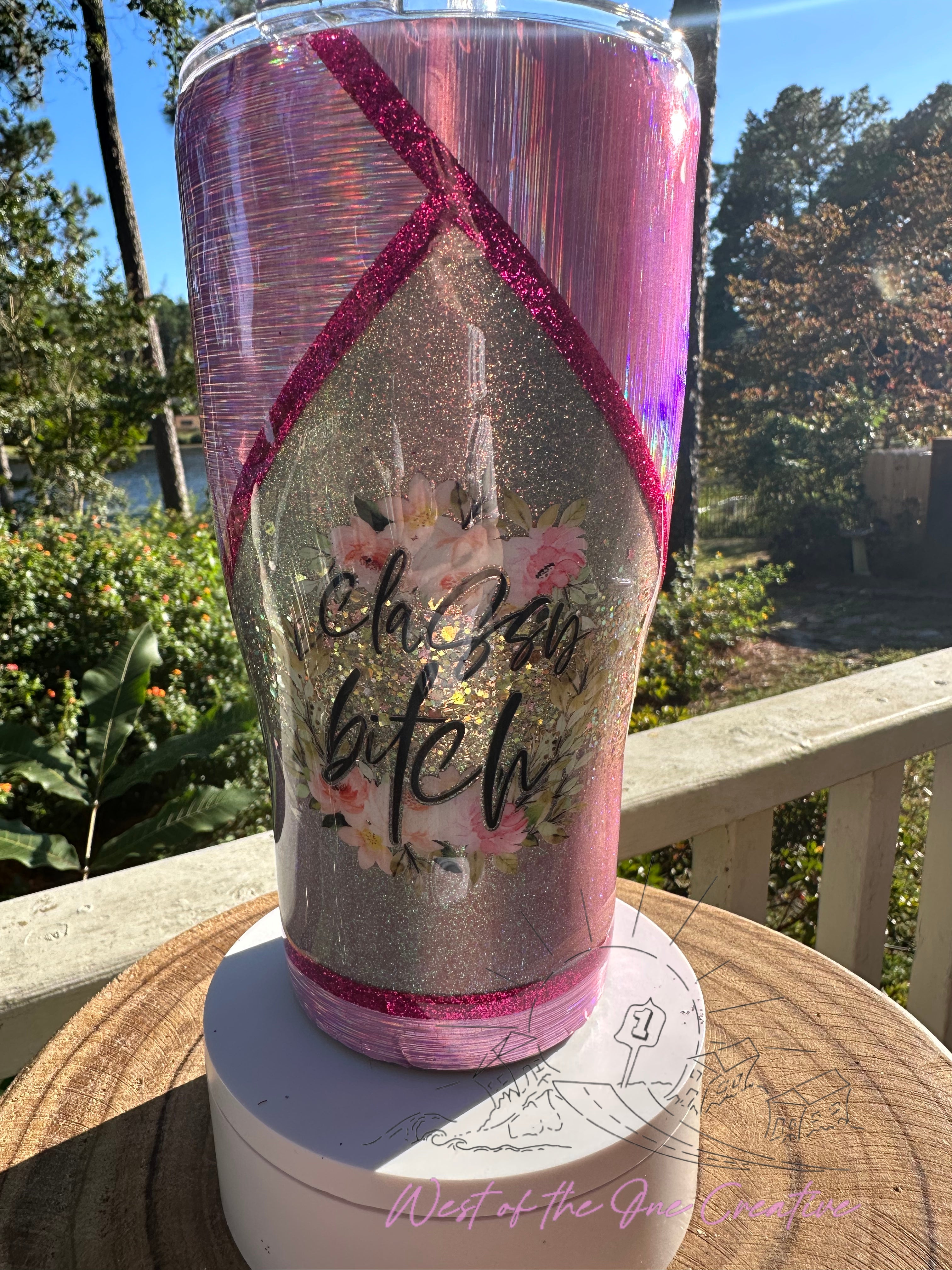 30oz Tumbler in pink and silver Classy Bitch