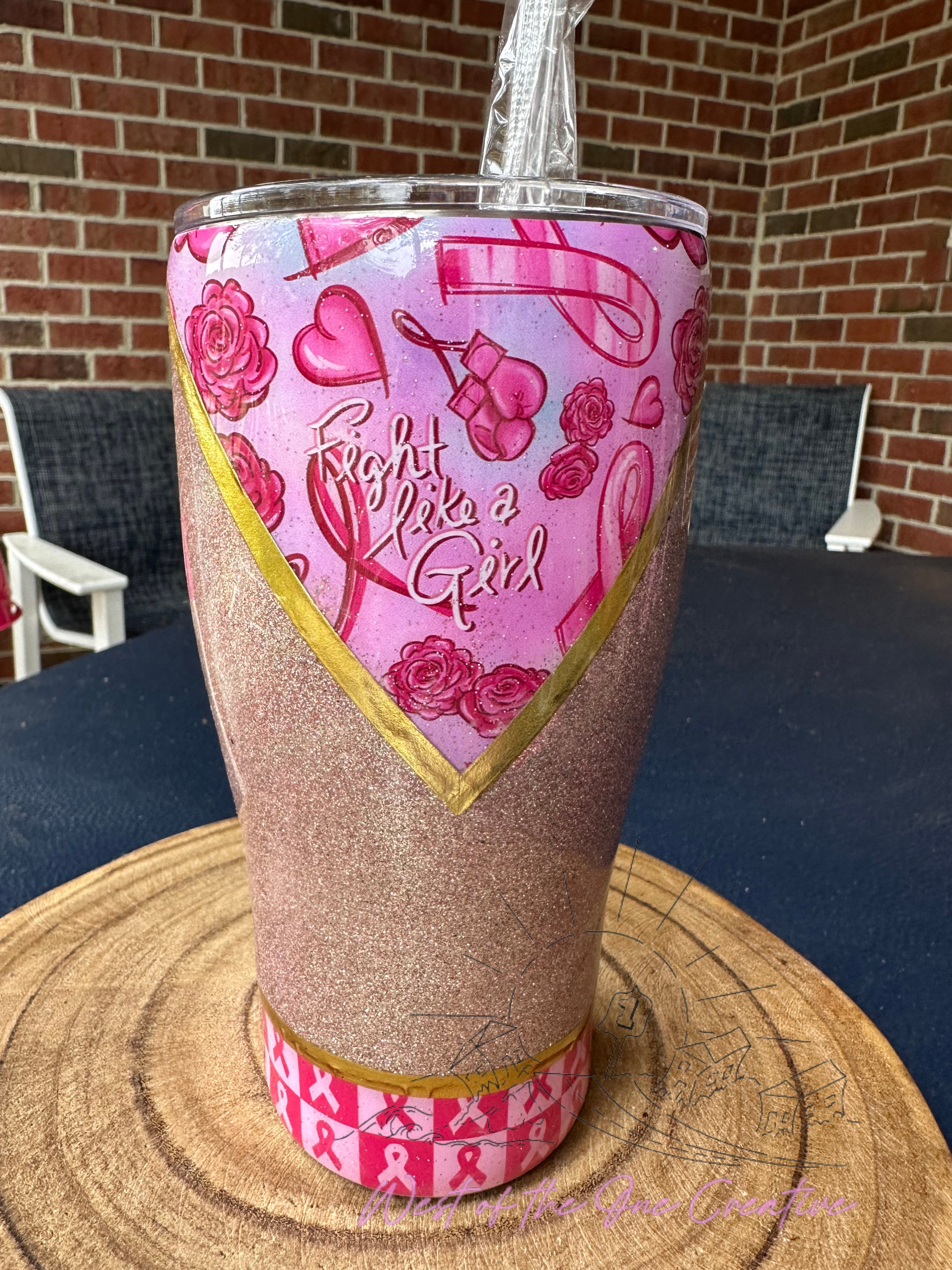 30oz Tumbler Fight Like A Girl breast cancer