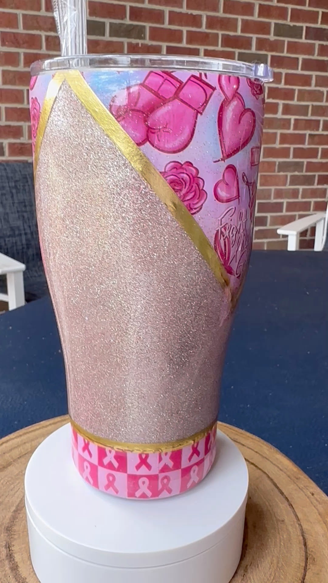 30oz Tumbler Fight Like A Girl breast cancer