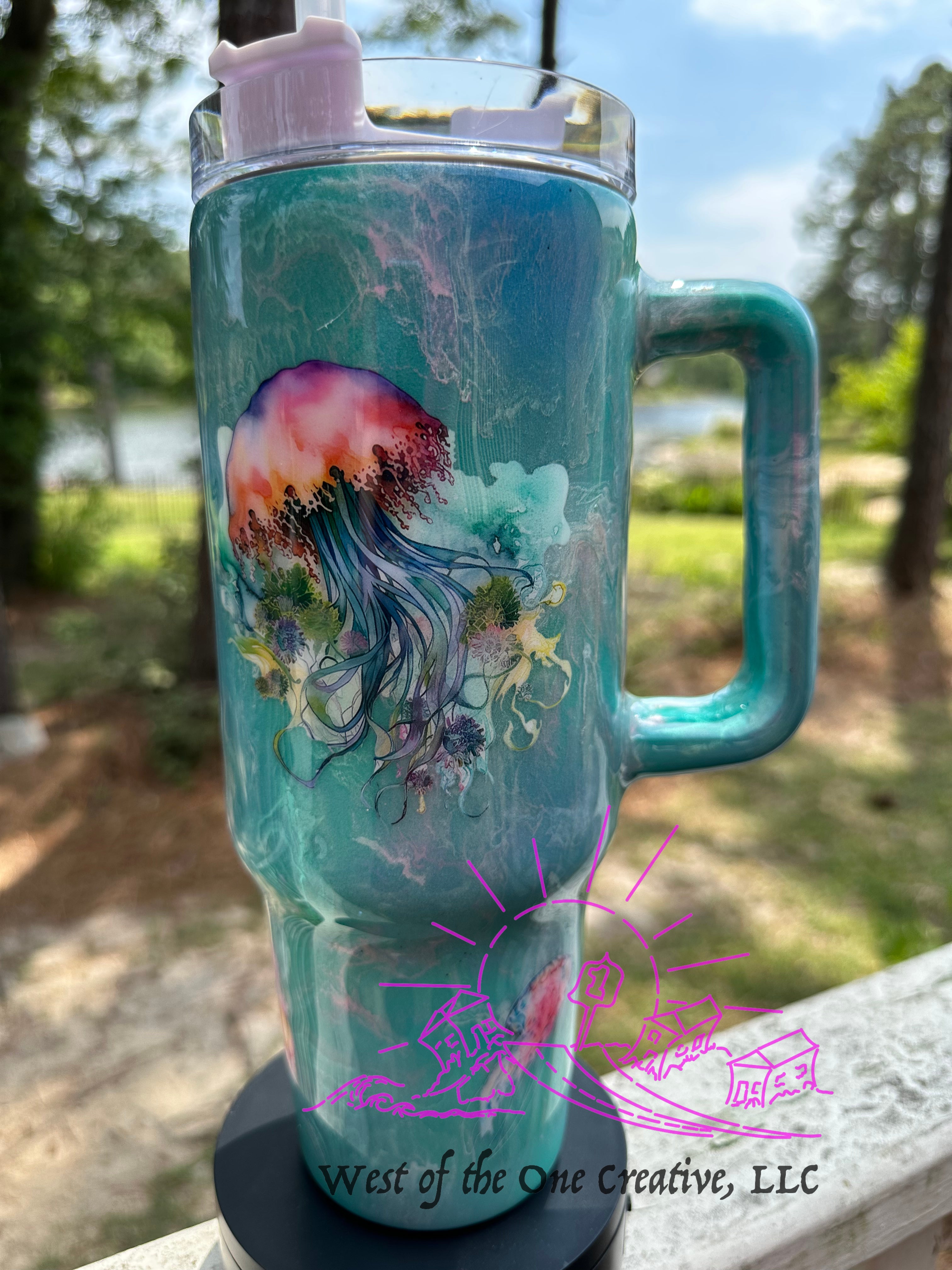 40 oz Tumbler with Jellyfish Glow in the Dark