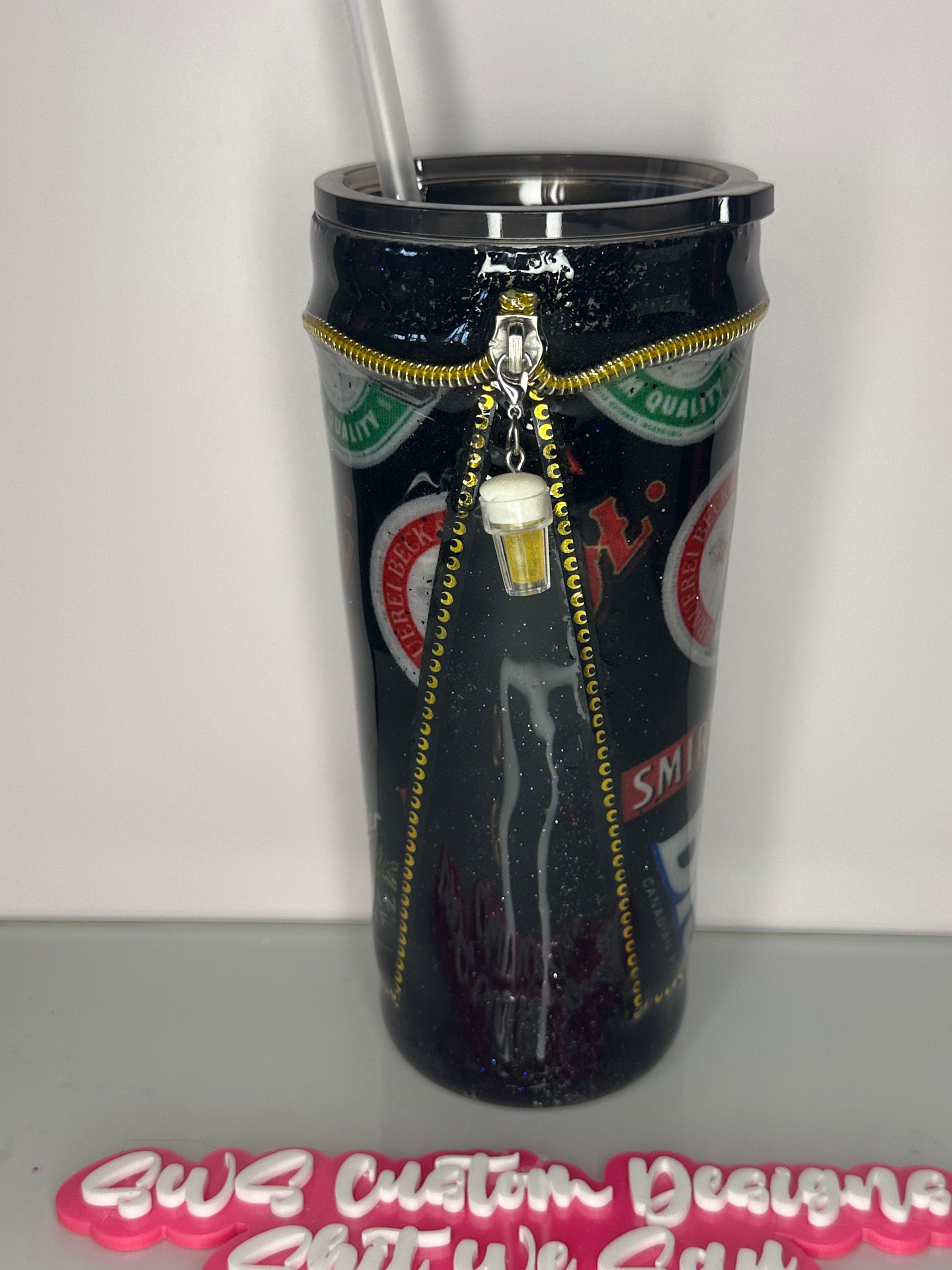20 oz Tumbler with Zipper and Beer Charm