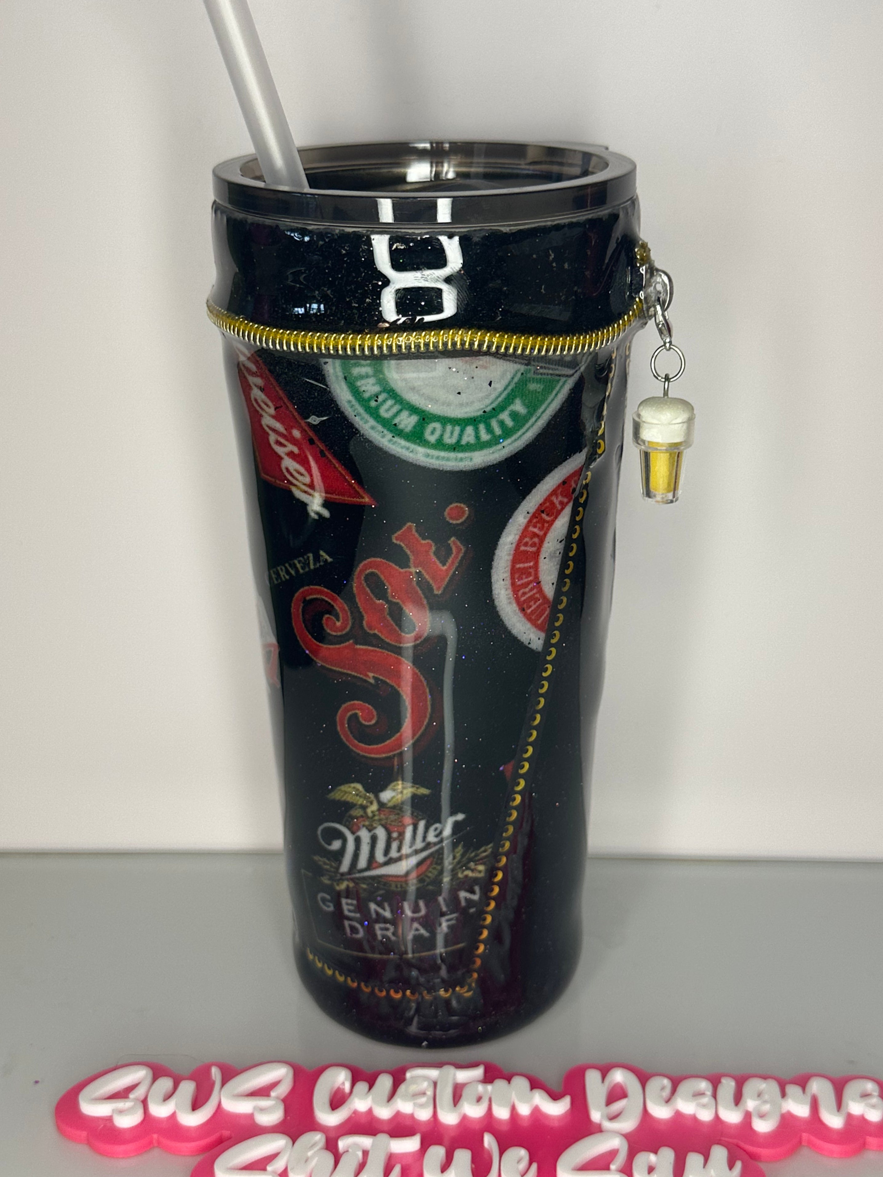 20 oz Tumbler with Zipper and Beer Charm