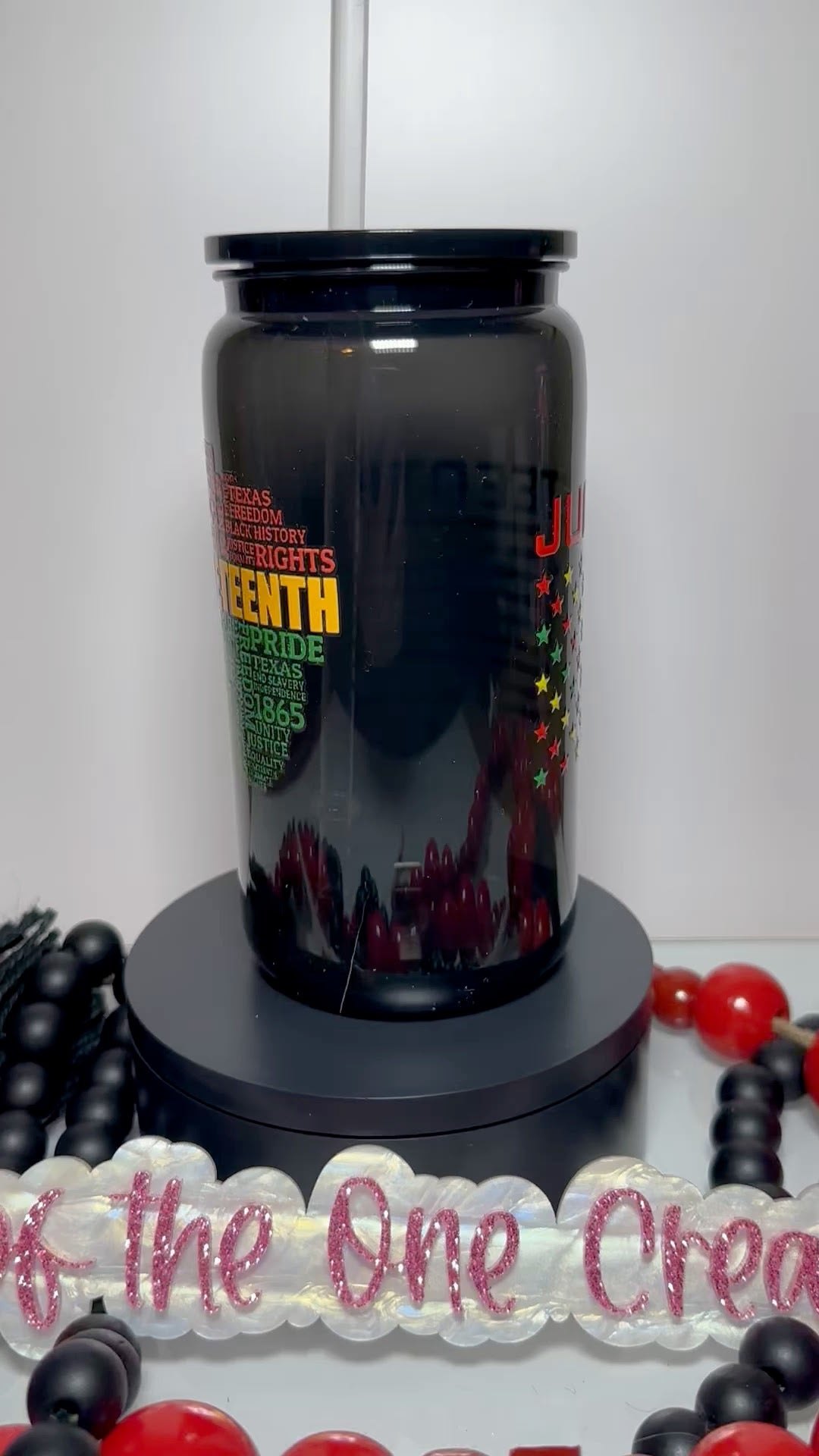 16 oz Black Juneteenth Acrylic Can Tumbler