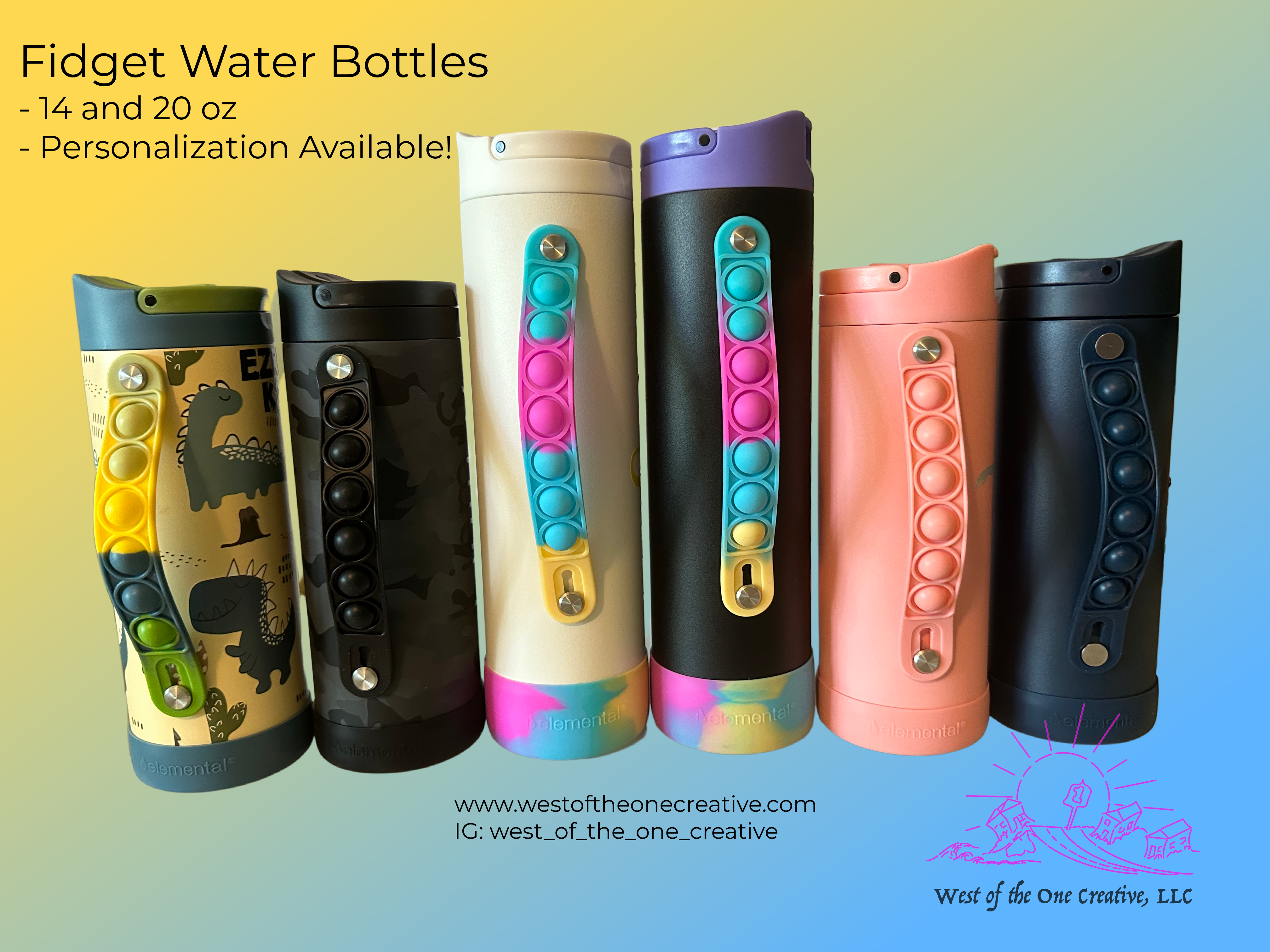 14 oz Fidget Pop Water Bottle Navy