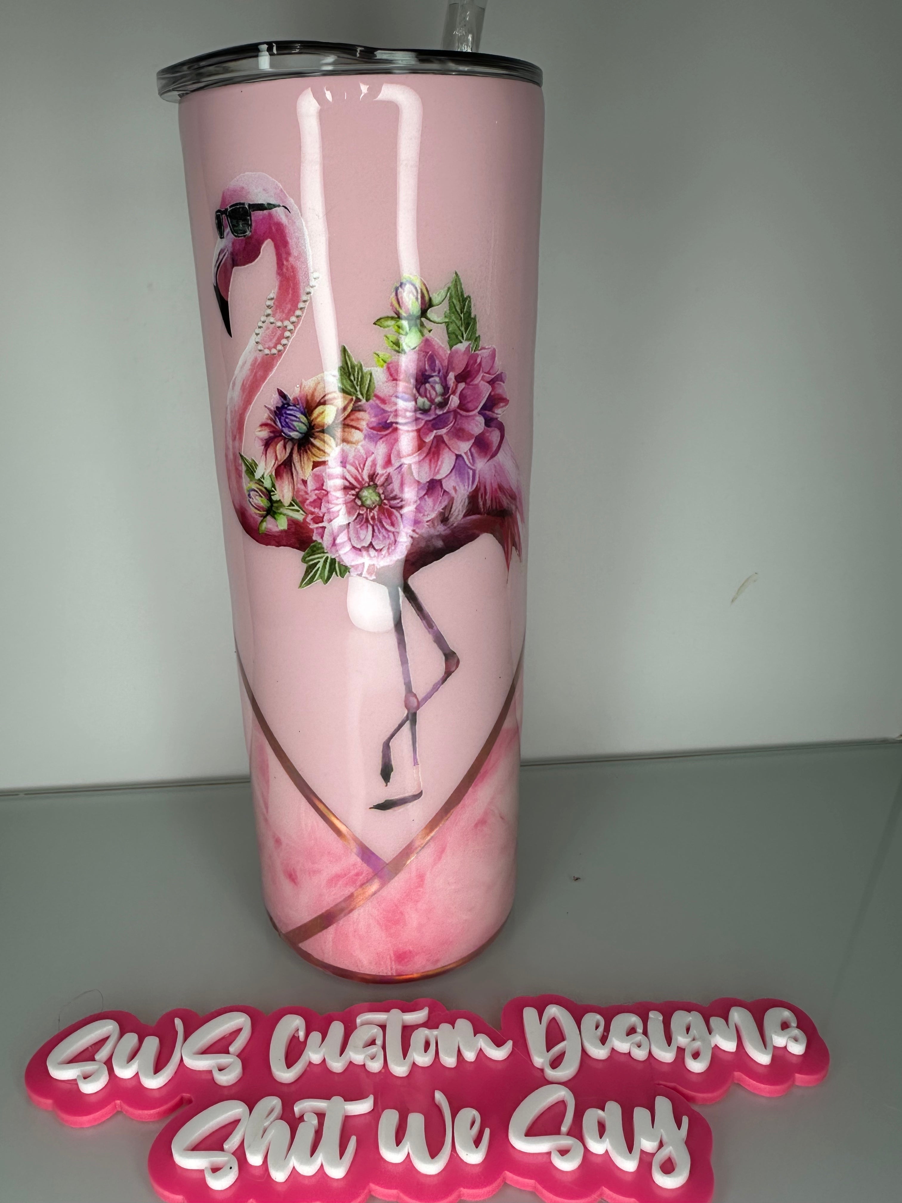 20 oz Bougie Flamingo Tumbler pink
