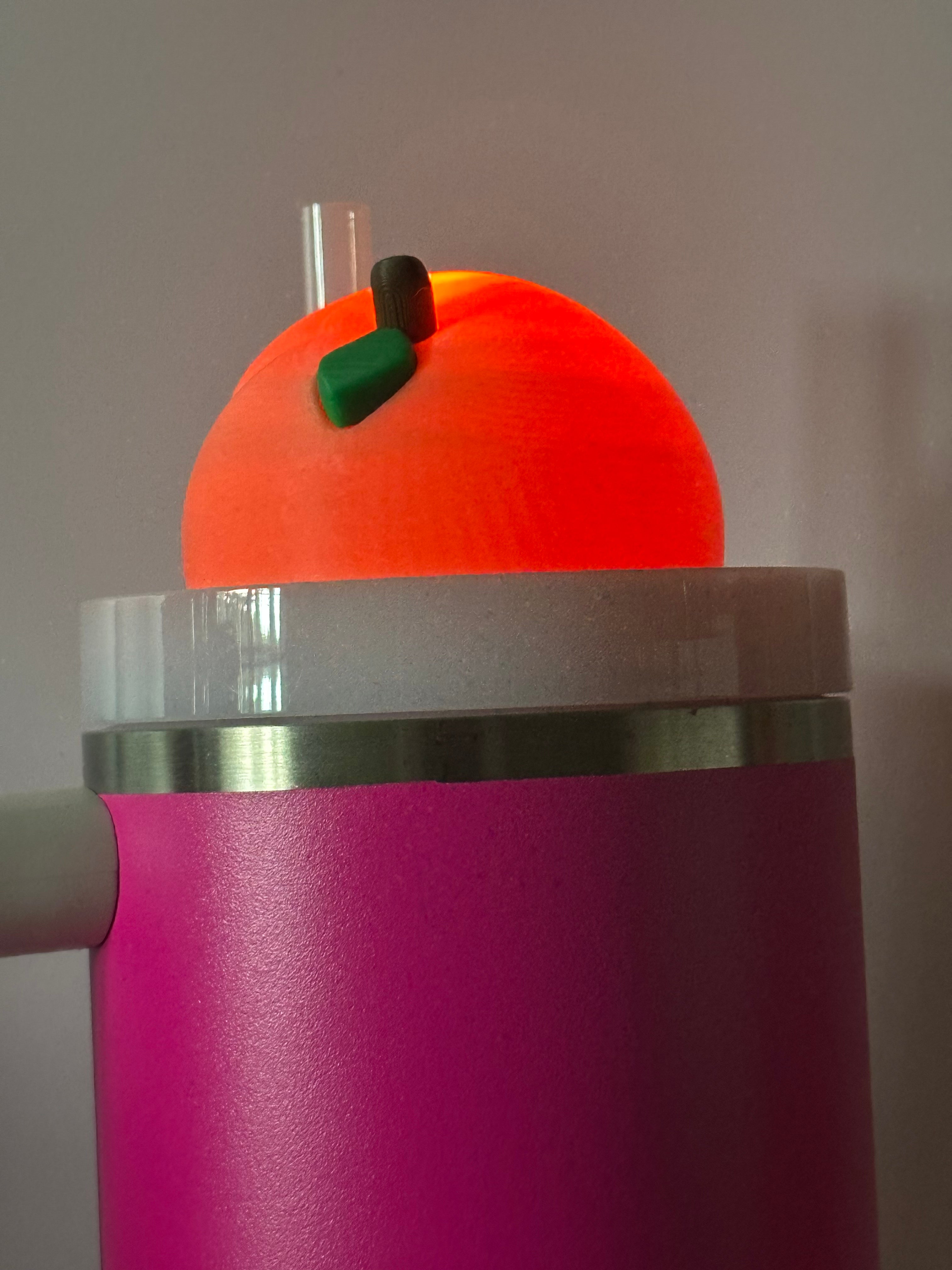 40 oz TM Tumbler Pink with Peach Tumbler Topper and light up handle!