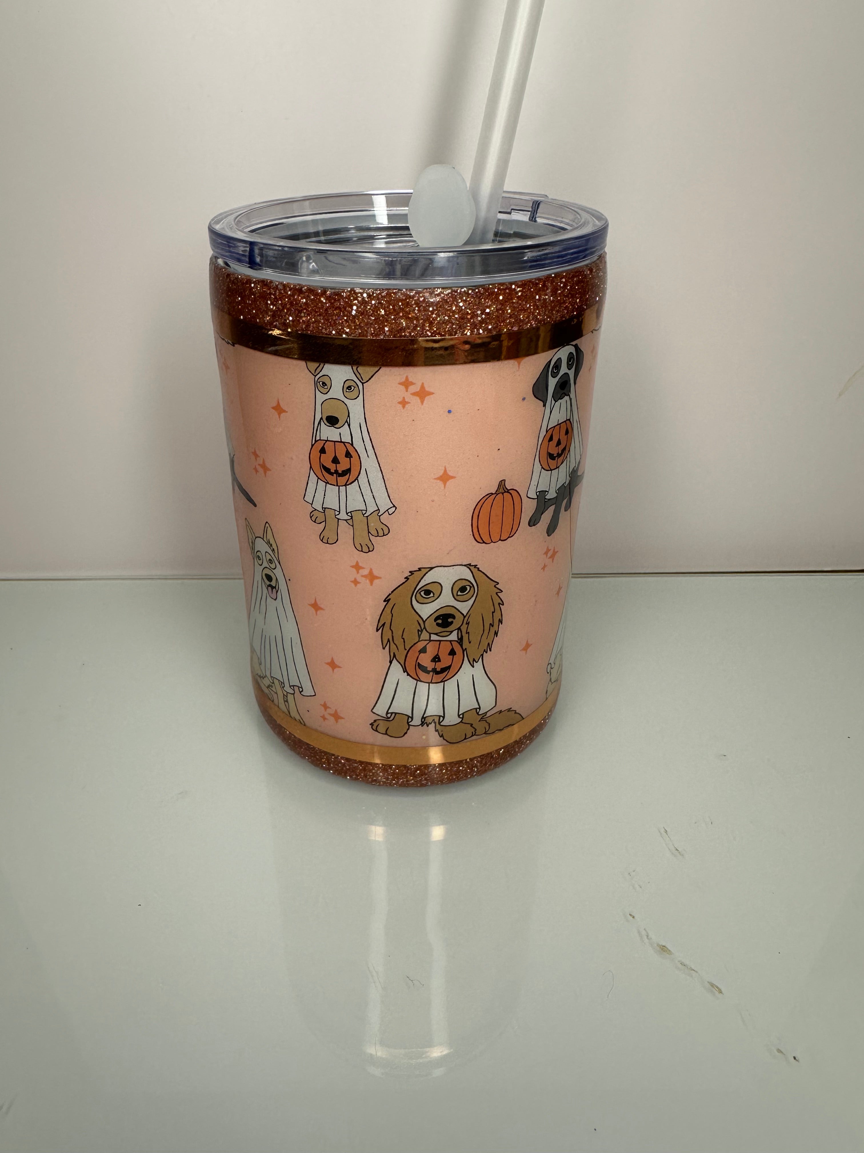 12 oz Summerween Halloween Ghost dogs Tumbler