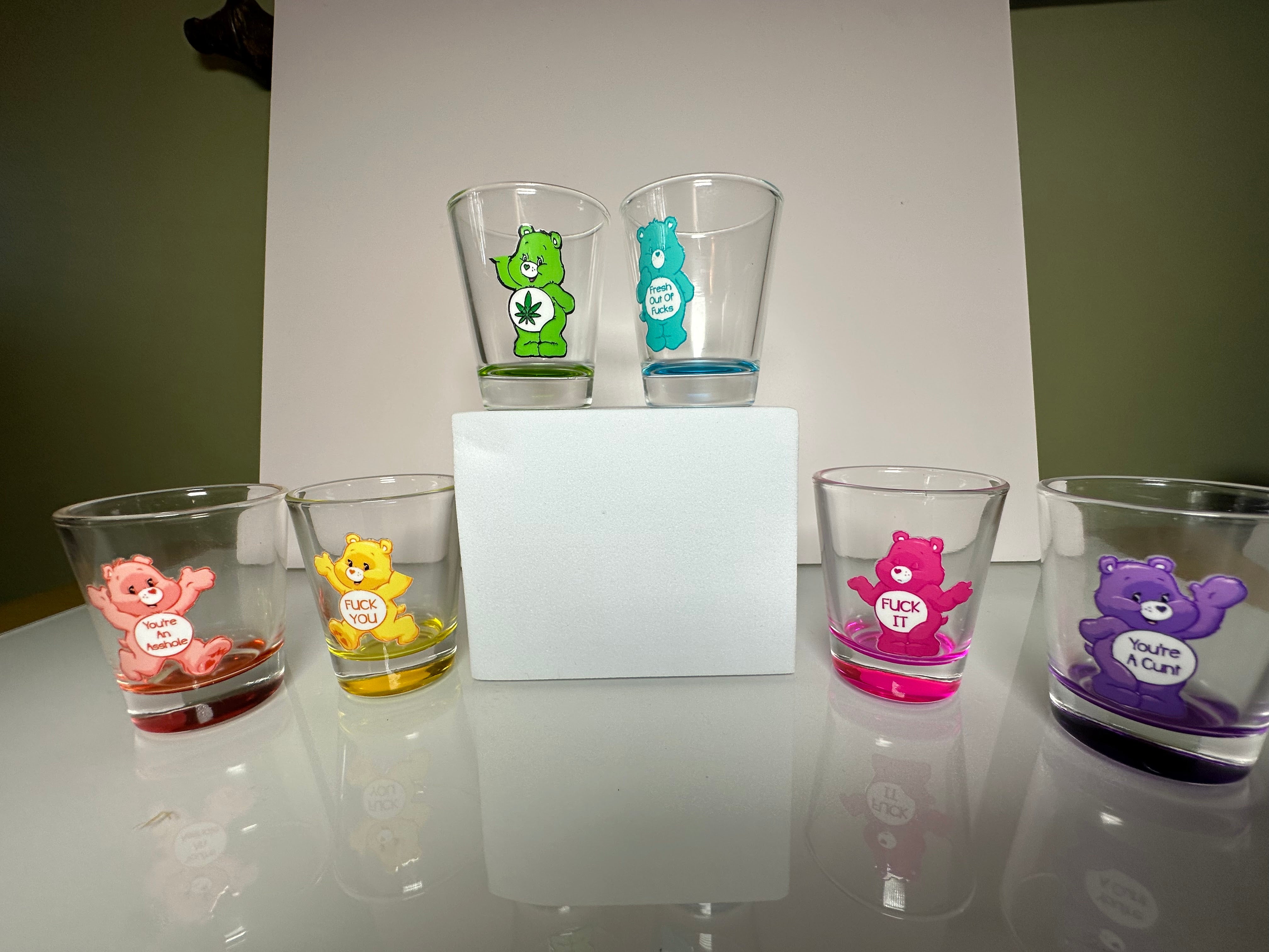 6 - 1.6 oz shot glasses with Swear Bears Set