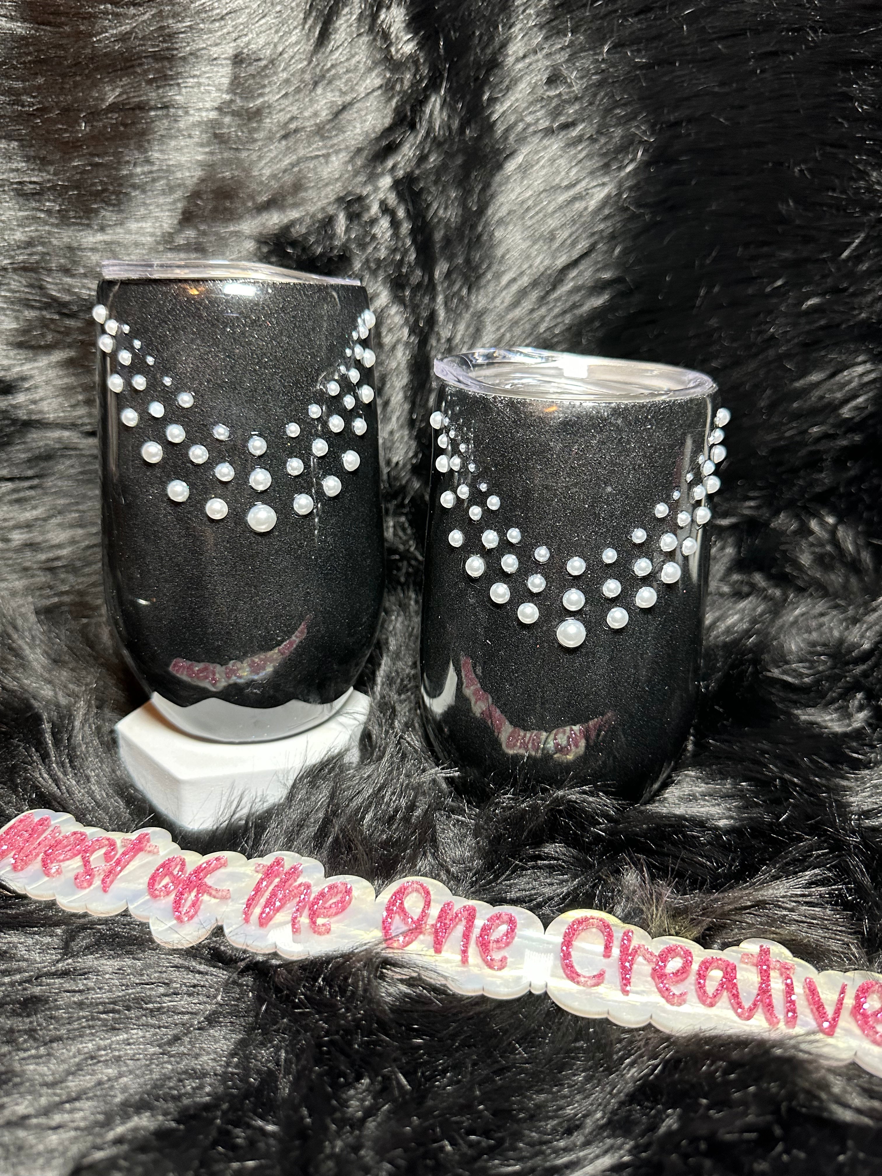 16 oz Wine Tumbler with Pearls