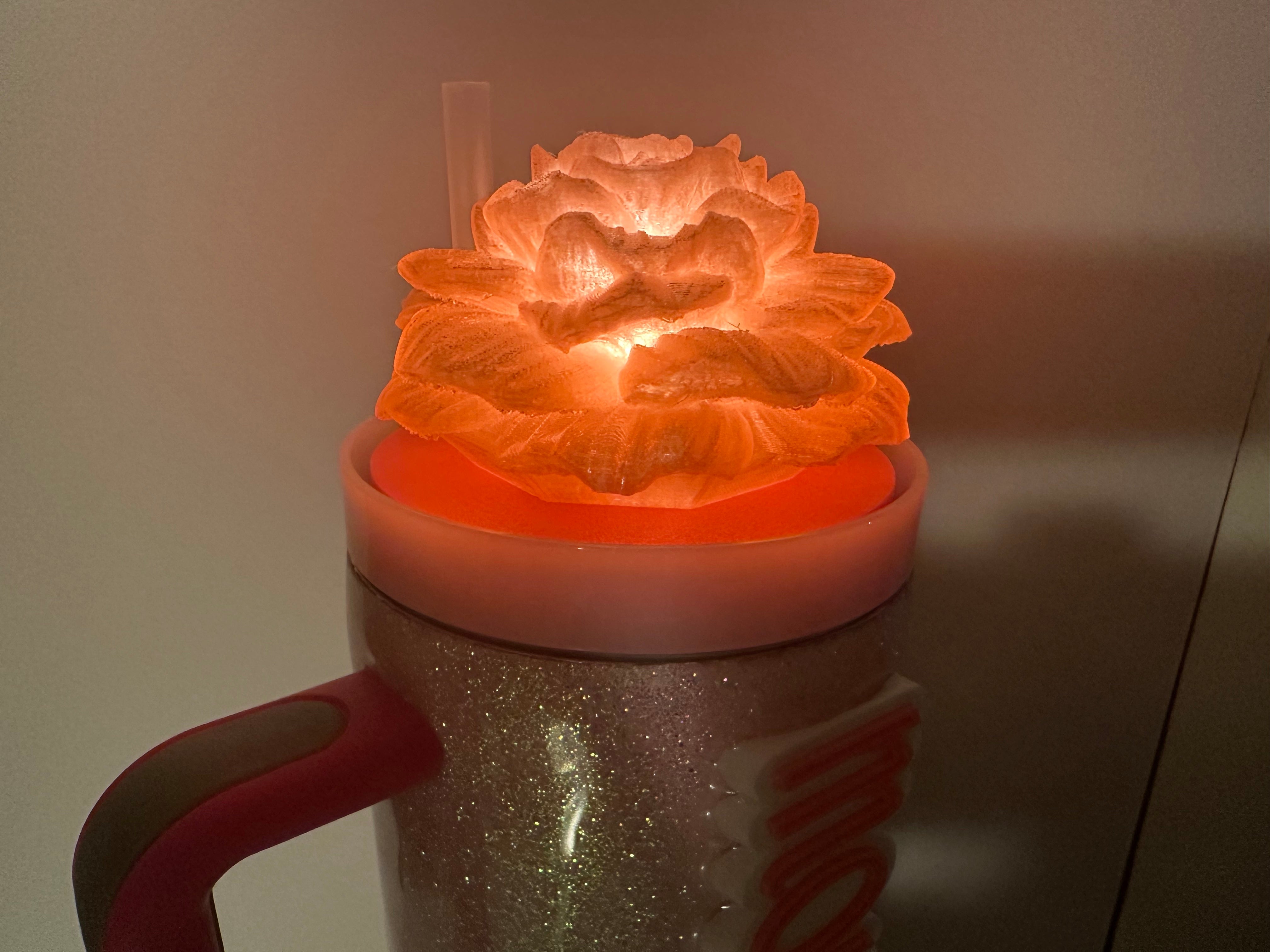 40 oz Custom Word Momma Peony Light Up Lid Tumbler Mother's Day Gift