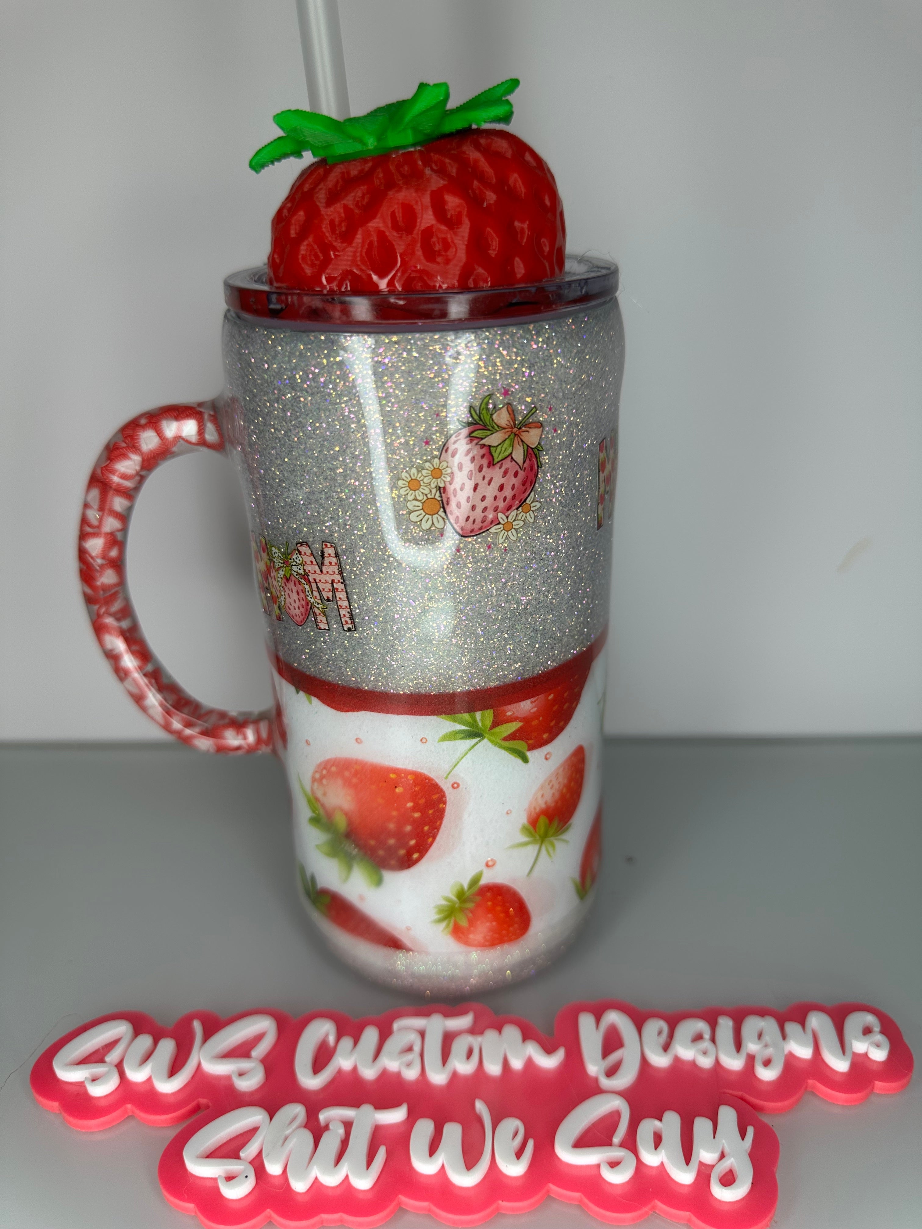 16 oz Strawberry SB custom Tumbler Mom