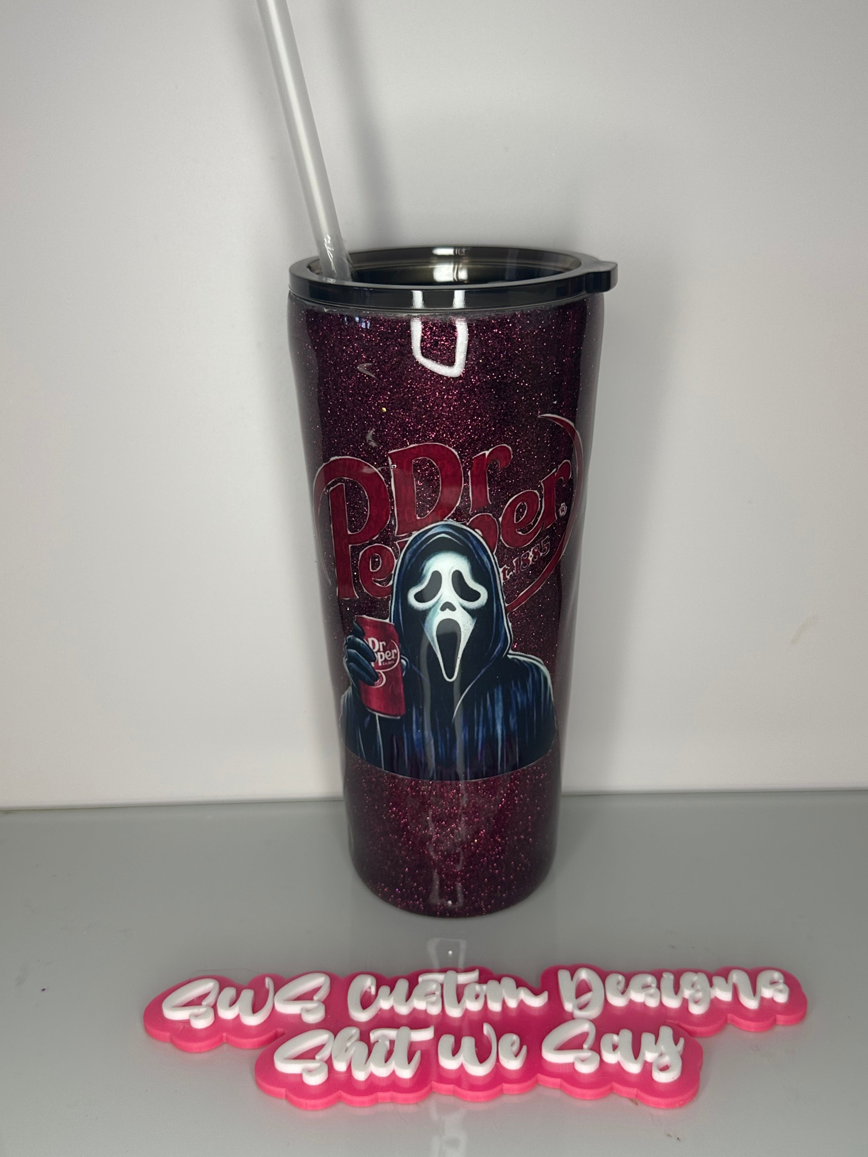 20 oz Dr Pepper with Scream Ghostface Tumbler