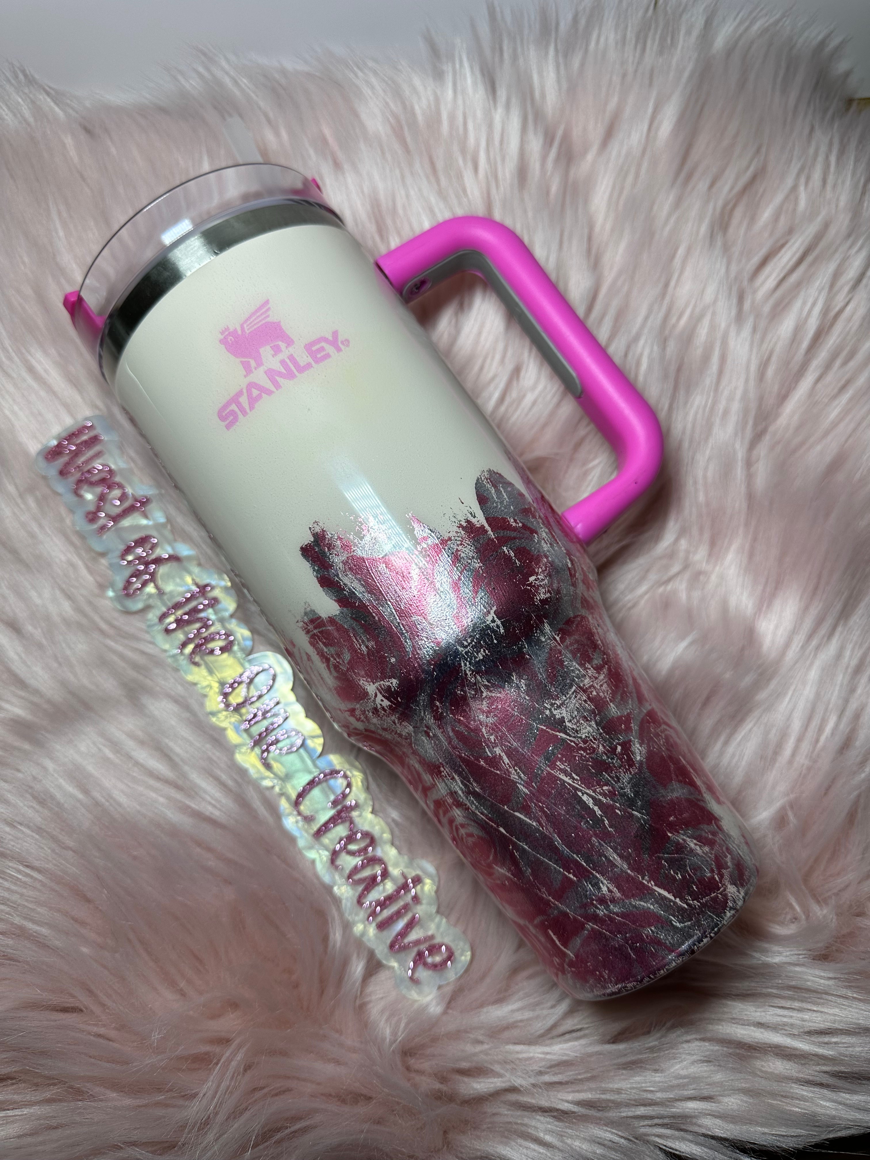 40 oz Pink Foil Stanley Dupe tumbler