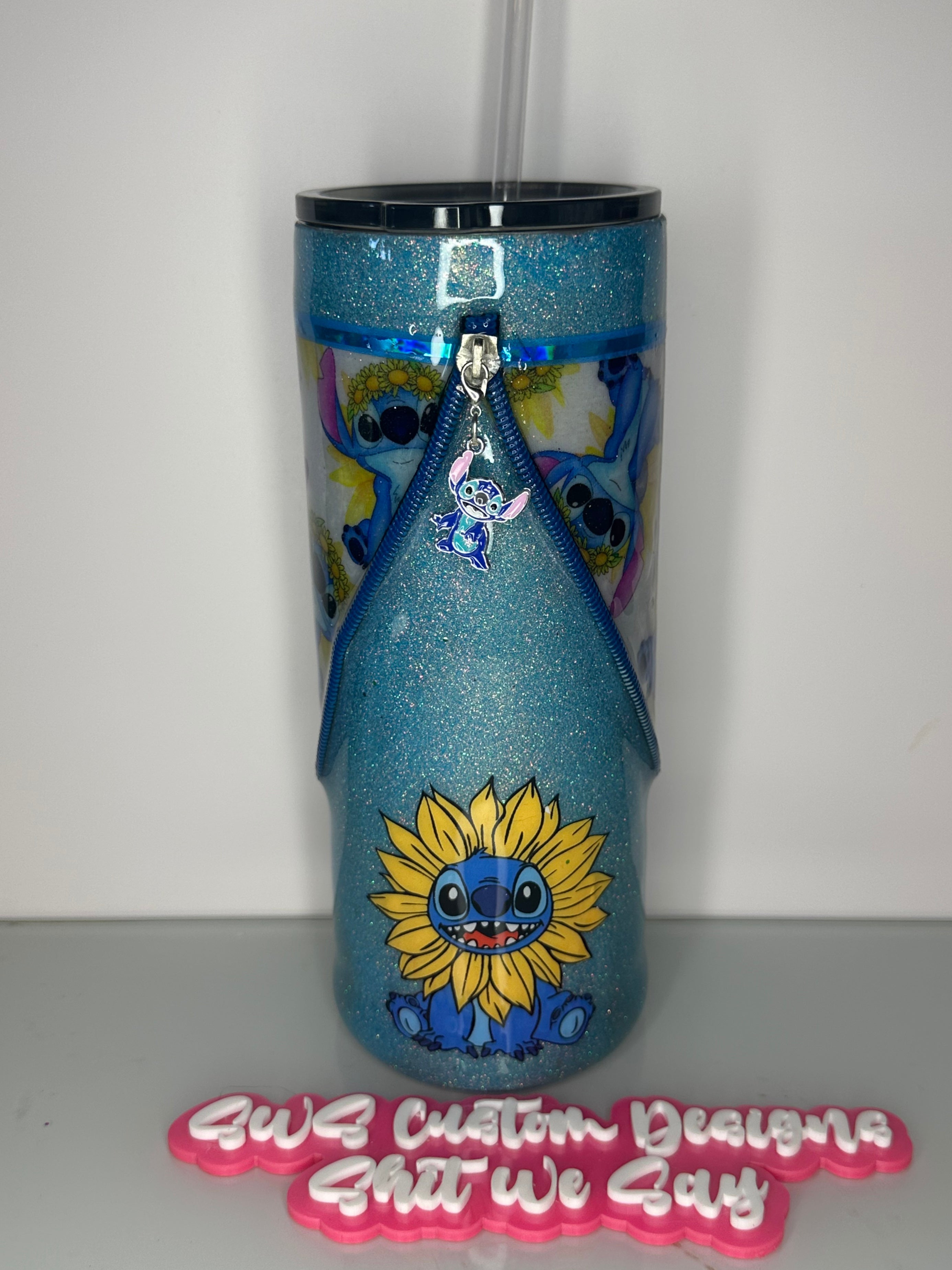 30 oz Sunflower Alien Tumbler Zipper Charm