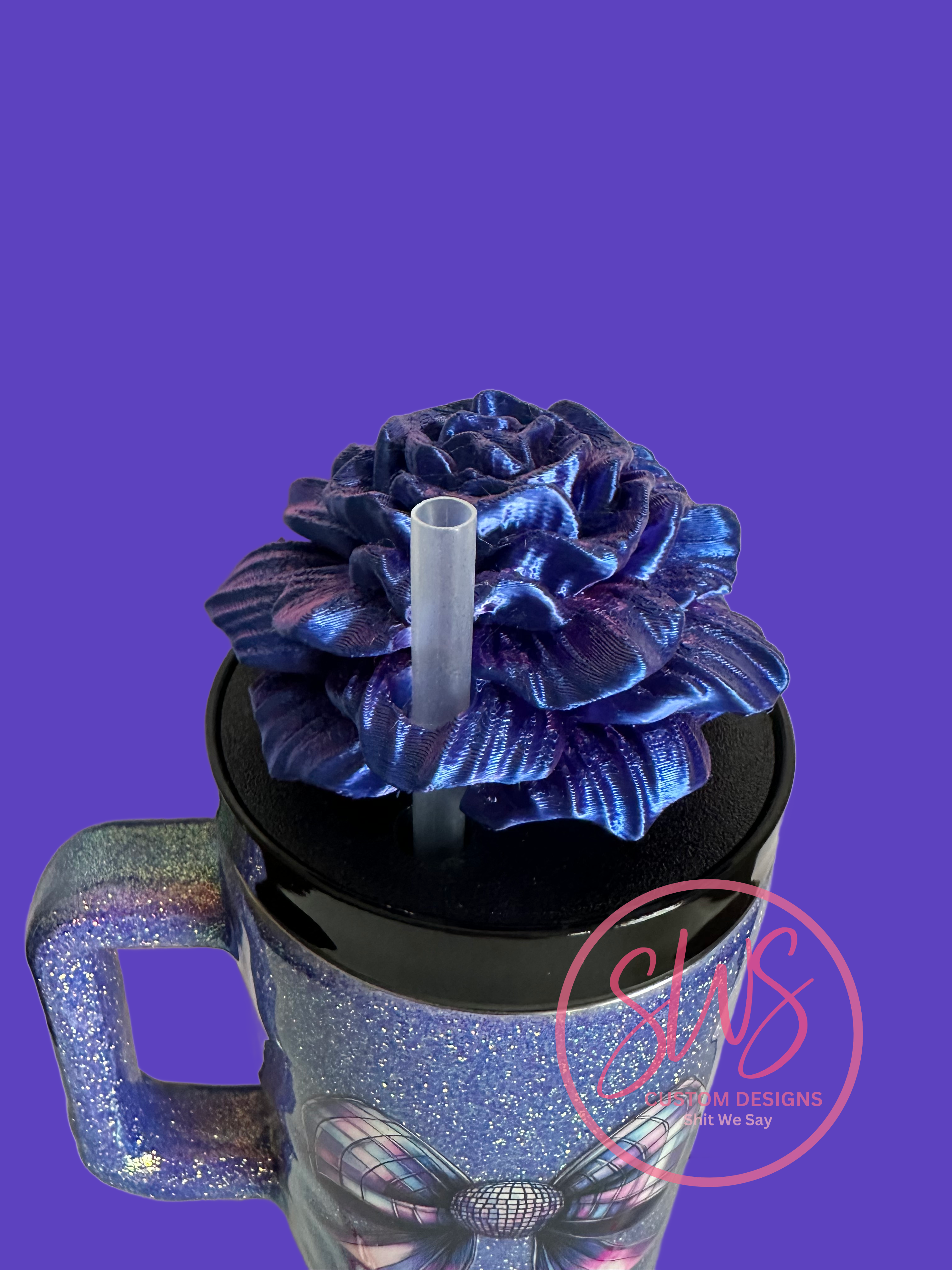 40 oz TM Tumbler Purple Disco Coquette box with Peony Tumbler Topper