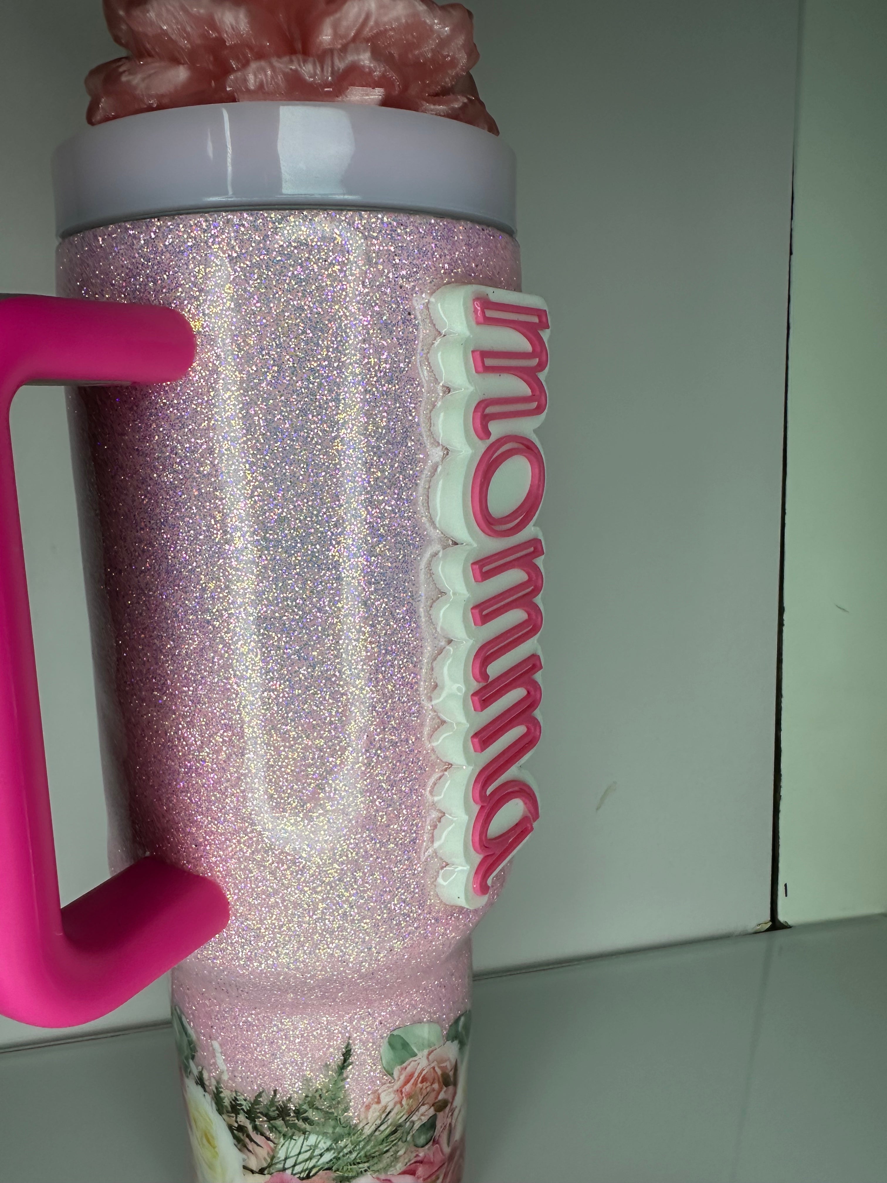 40 oz Custom Word Momma Peony Light Up Lid Tumbler Mother's Day Gift
