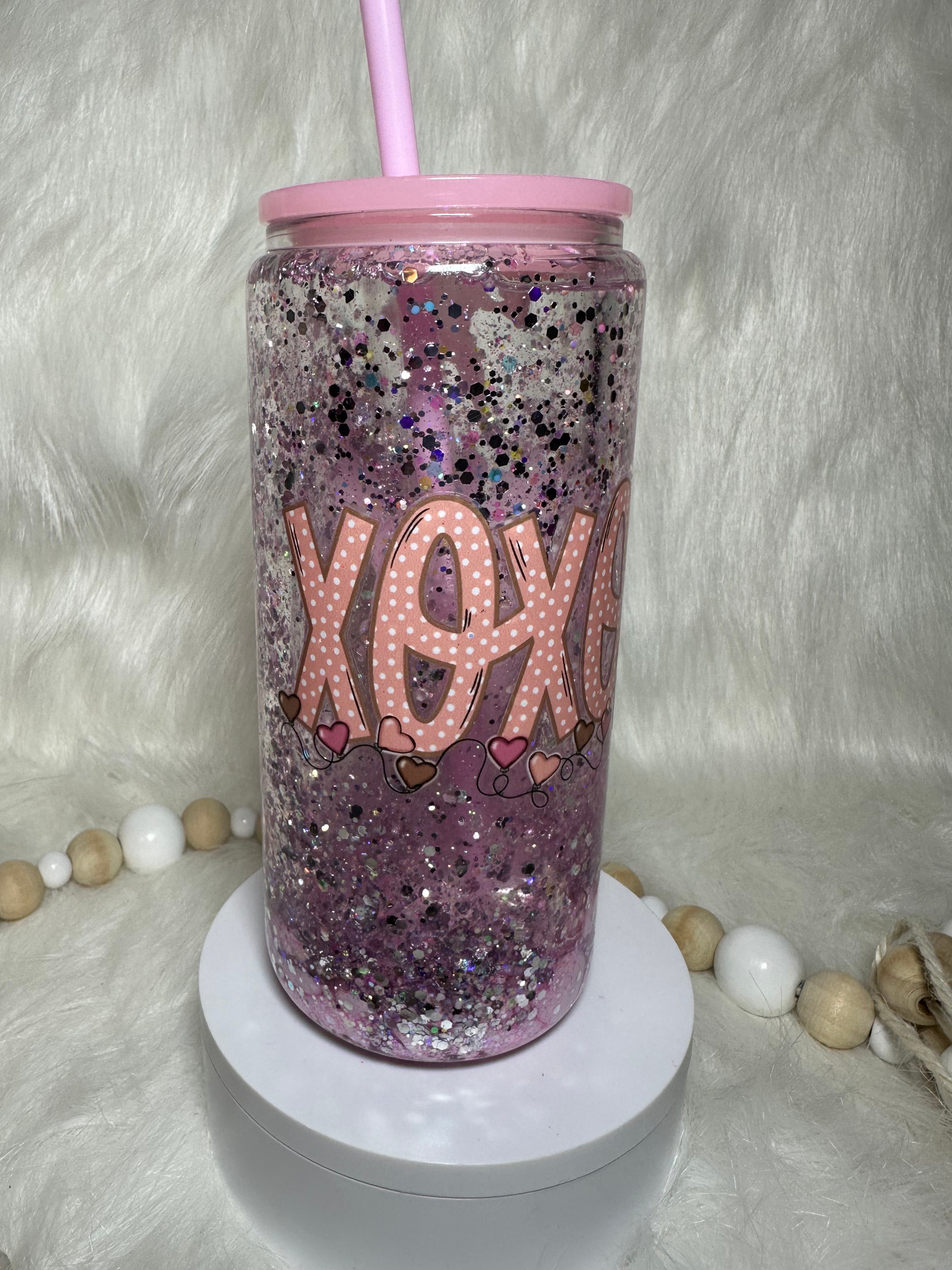 15 oz Glitter Globe Tumblers XOXO