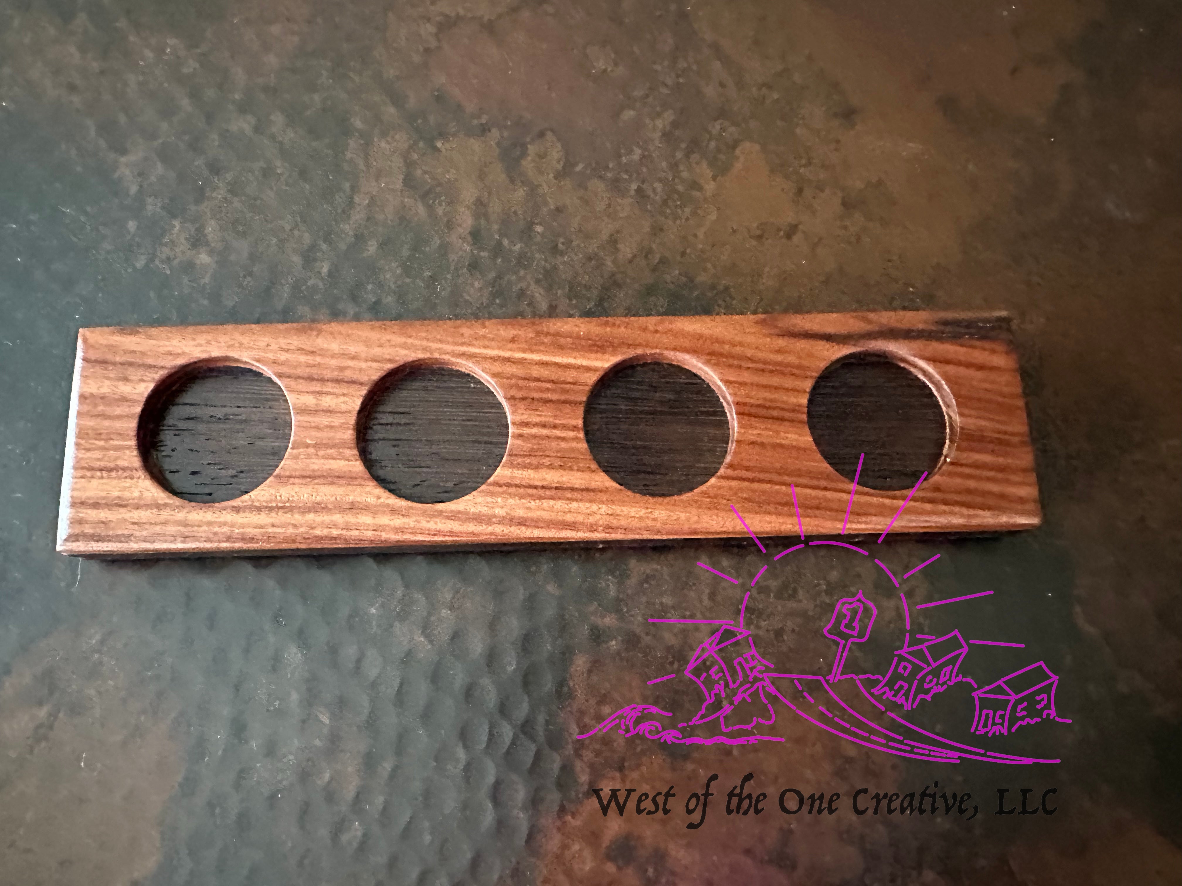 Shot Tray African Mahogany and Wedgewood