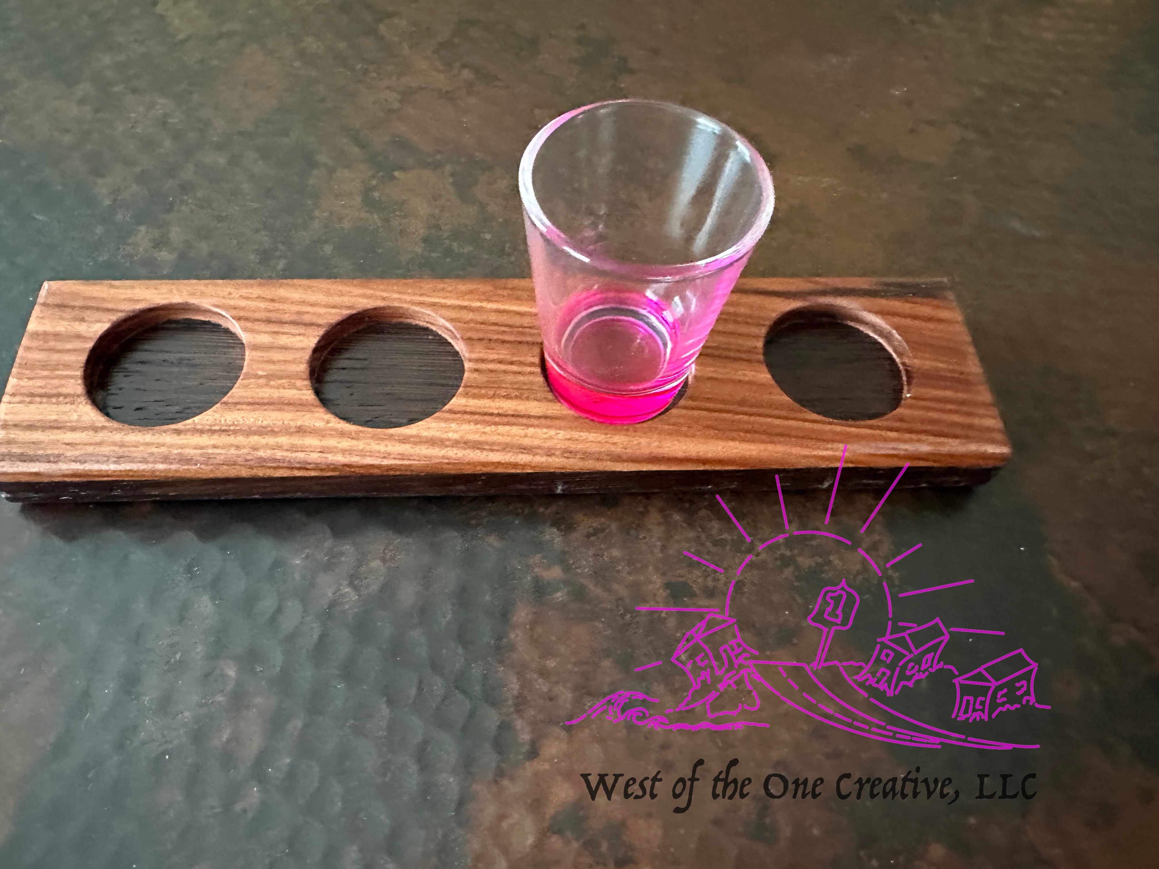 Shot Tray African Mahogany and Wedgewood