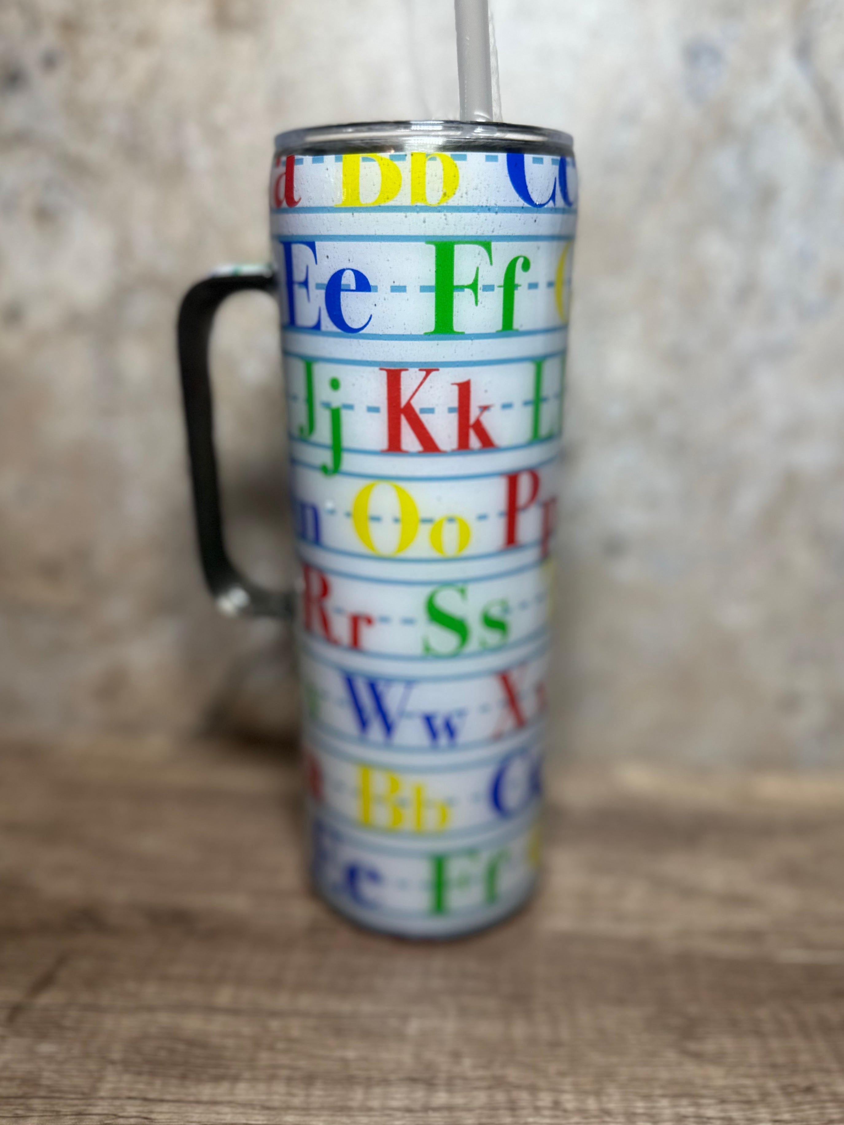 20 oz Alphabet Tumbler with handle