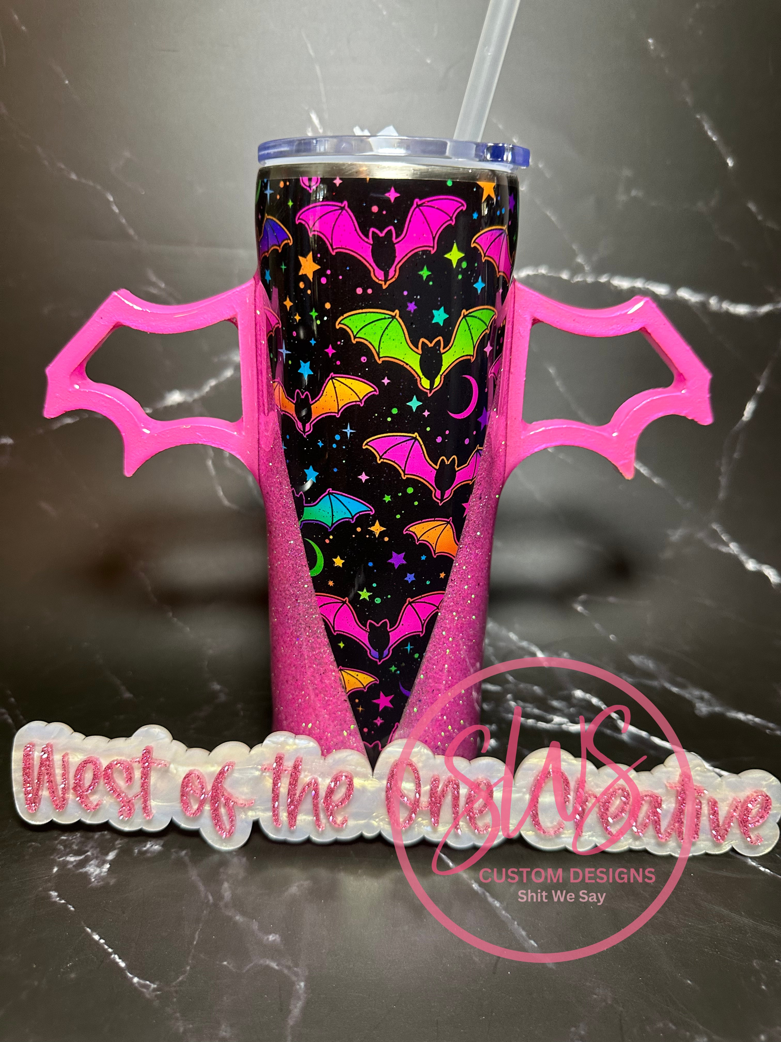 24 oz Plump Bats with batwing handles tumbler