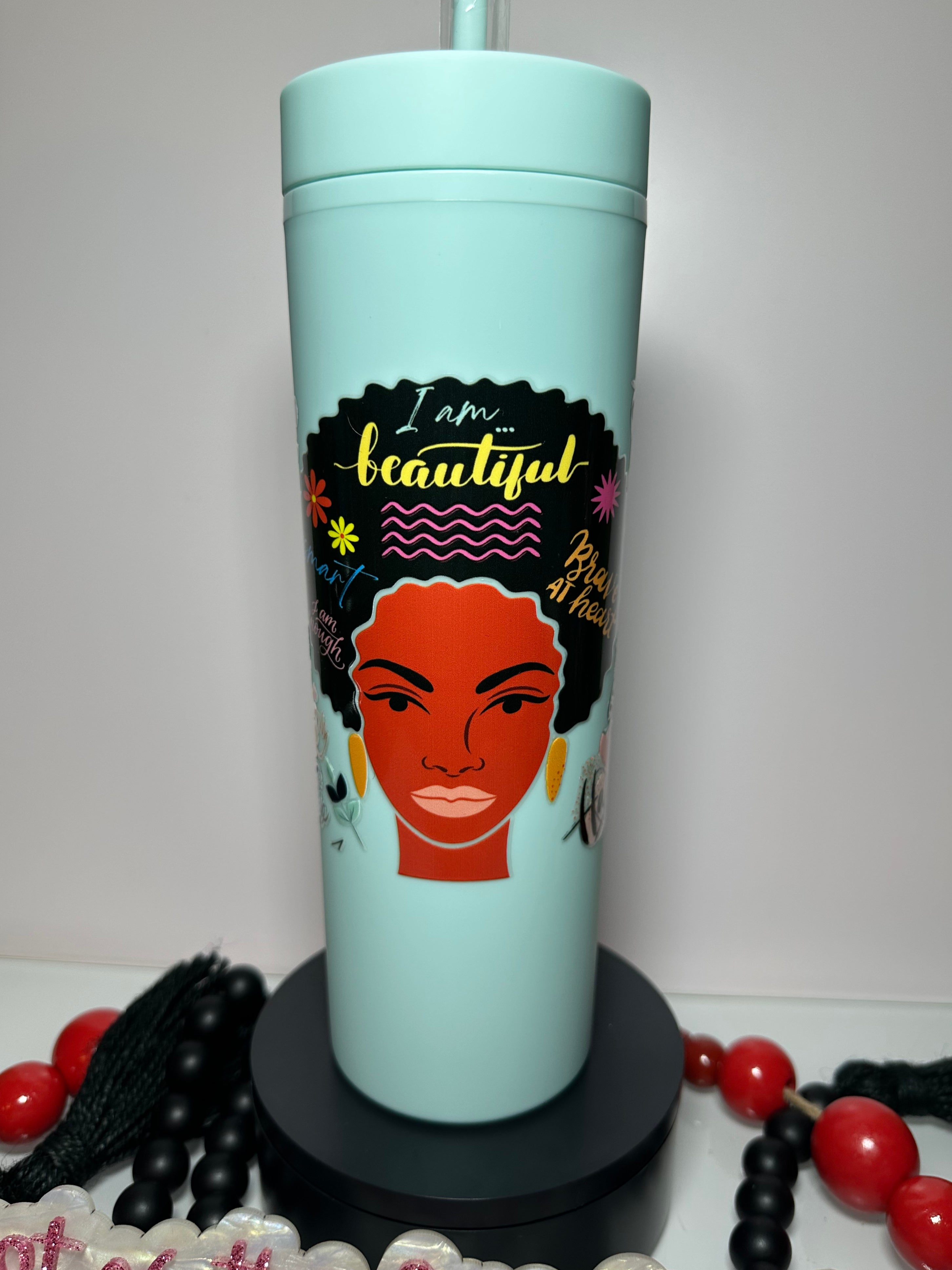 22 oz Juneteenth Blue I Am Beautiful African American Tumbler