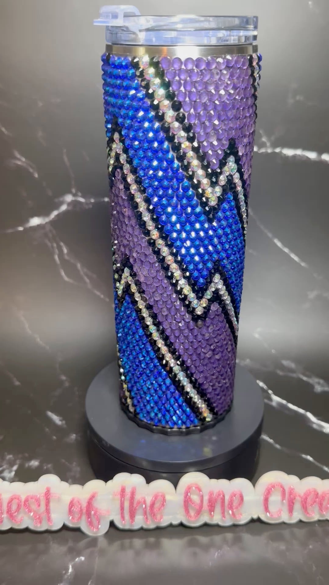 20oz Tumbler Lightning bolt zig zag rhinestone glow in the dark