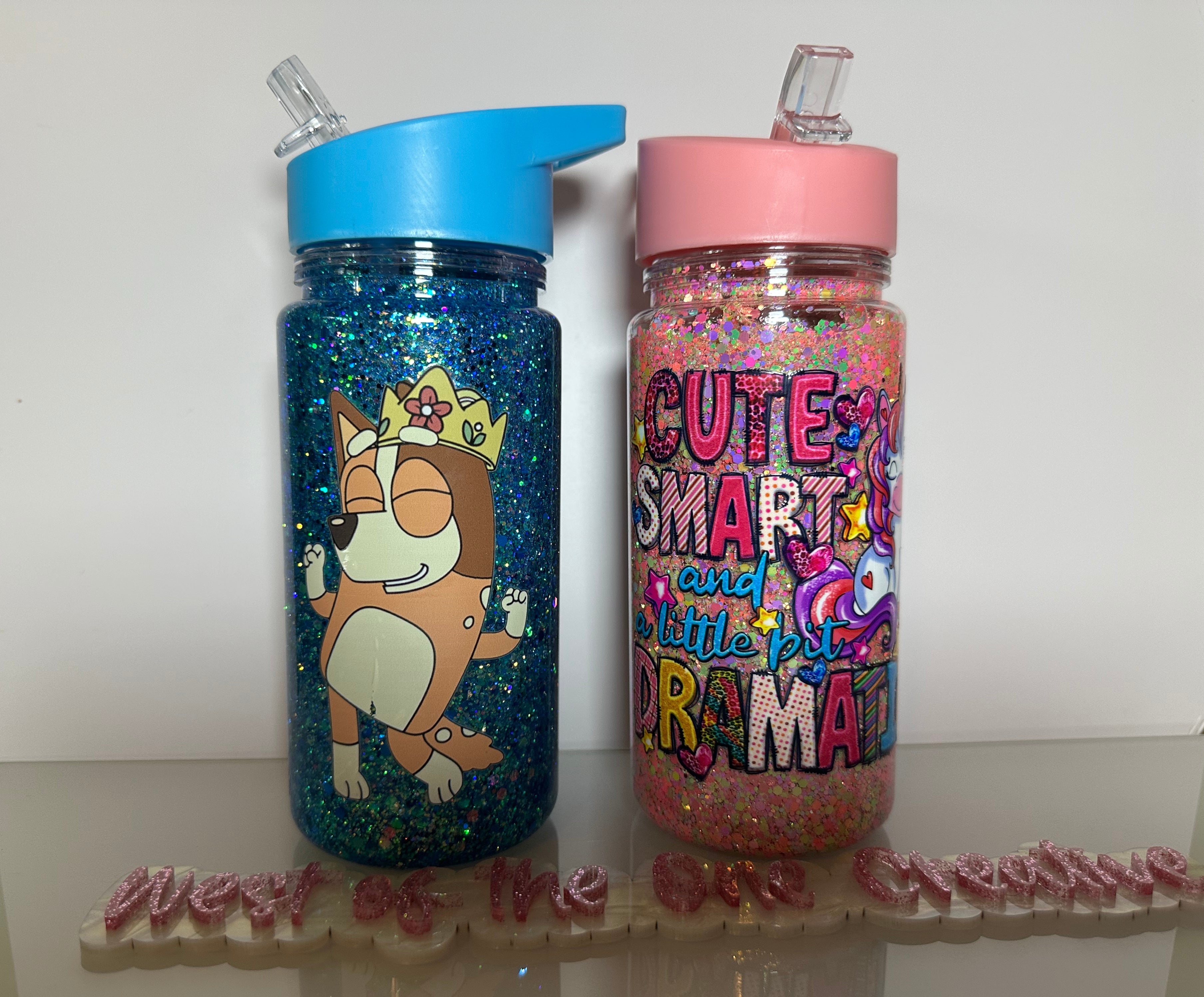 10 oz Kid's Water Bottles with Glitter Globes