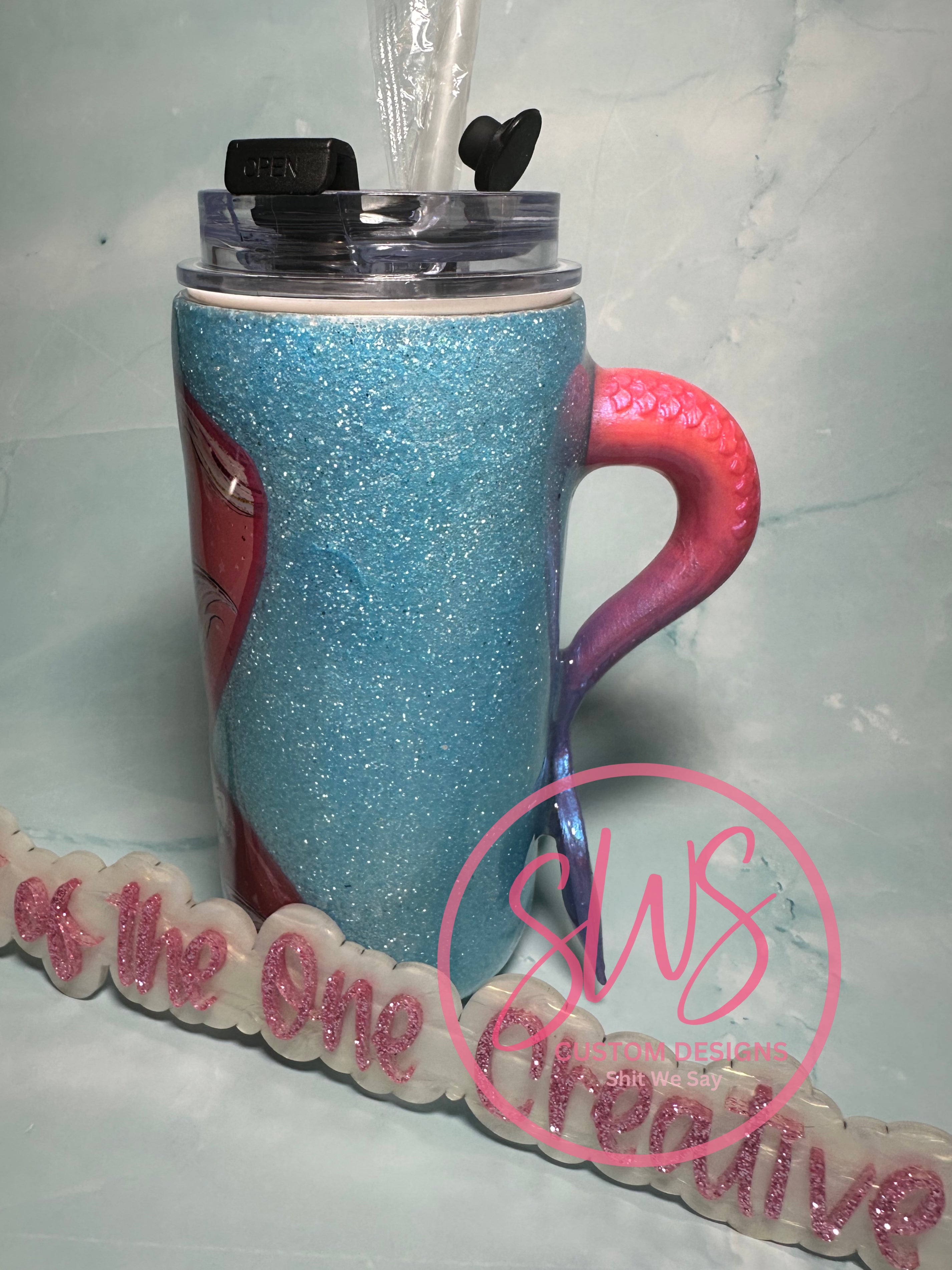 17 oz Mermaid Cat with Tail Stainless Steel Tumbler