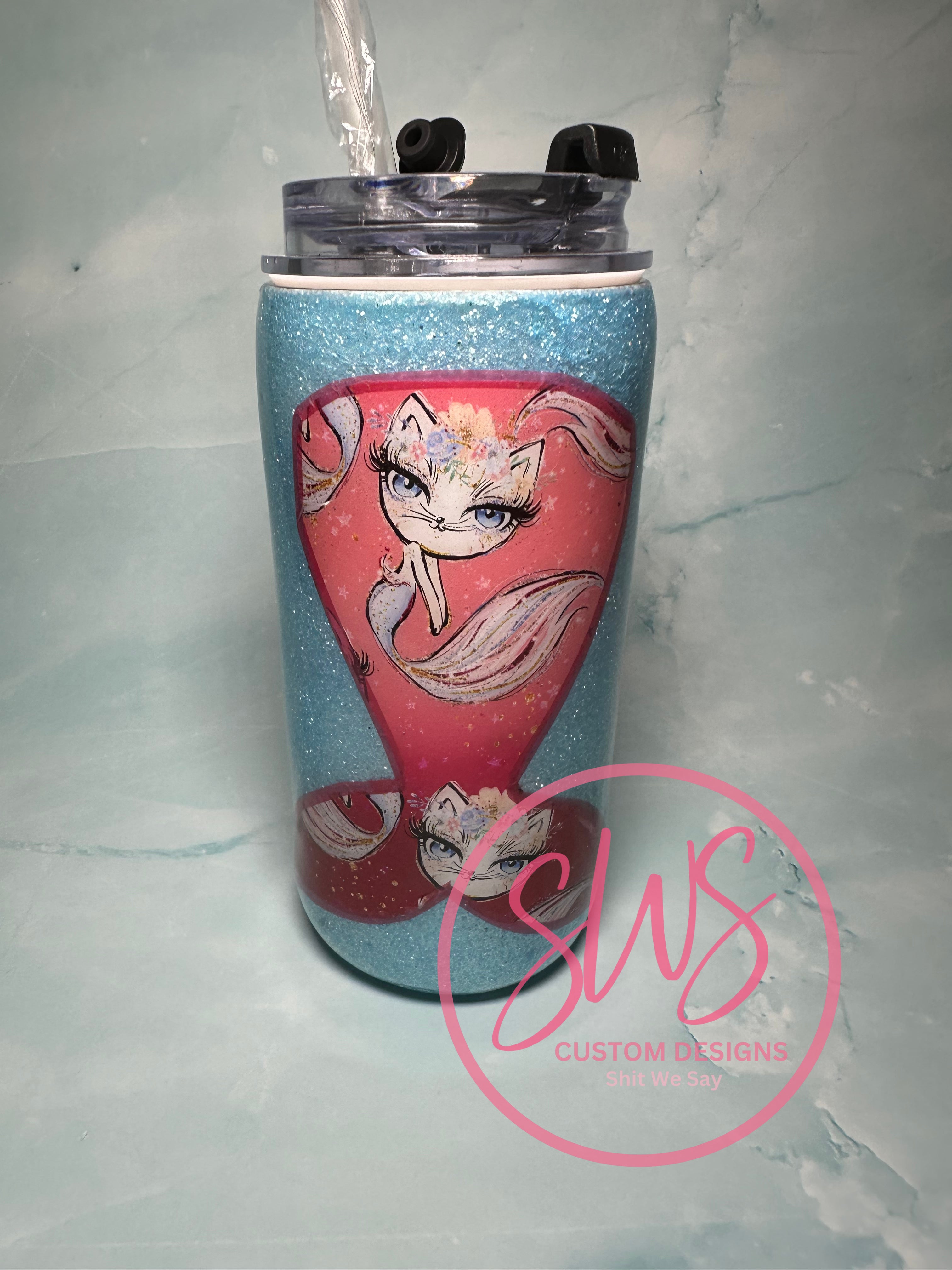 17 oz Mermaid Cat with Tail Stainless Steel Tumbler