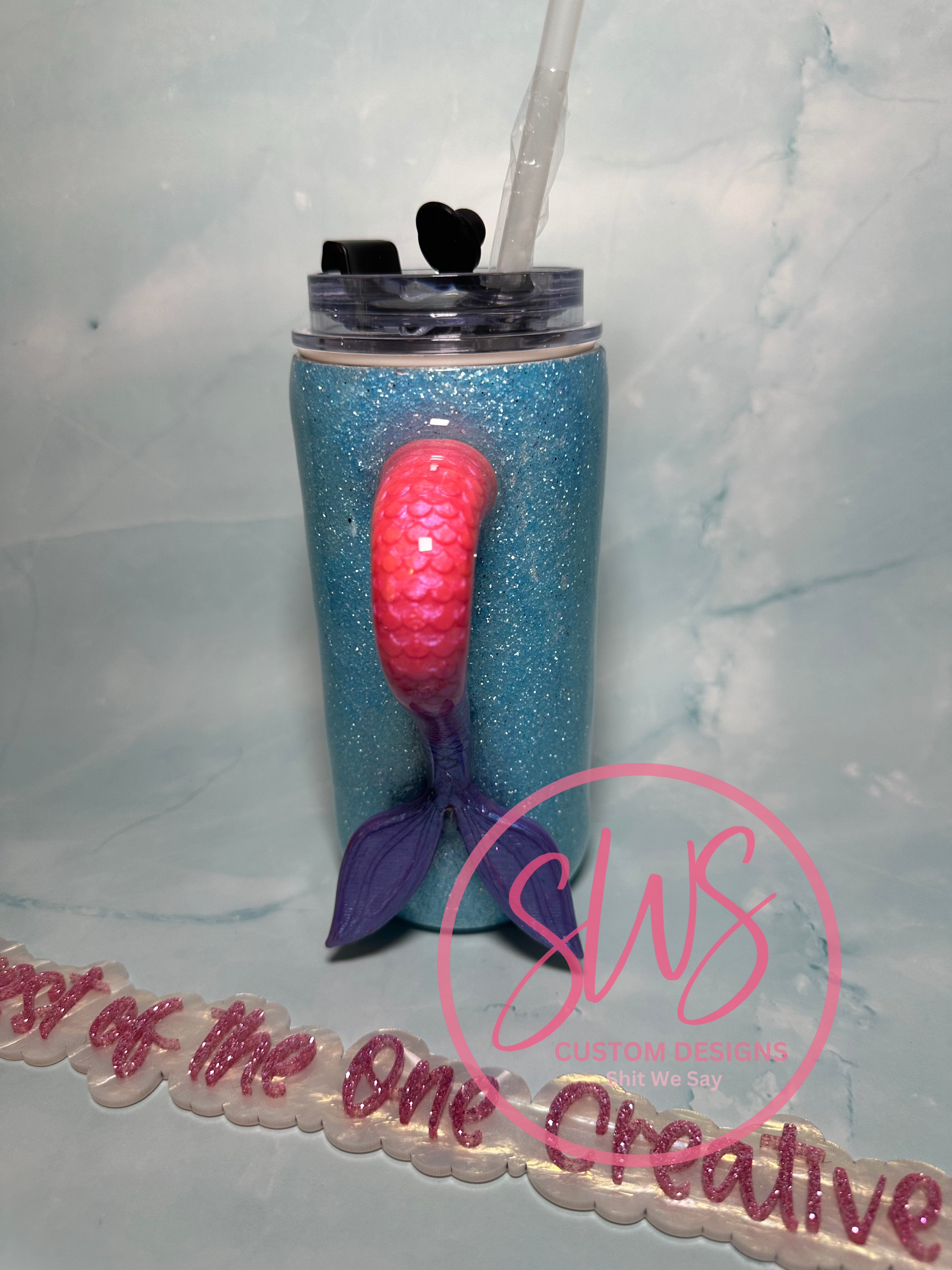 17 oz Mermaid Cat with Tail Stainless Steel Tumbler