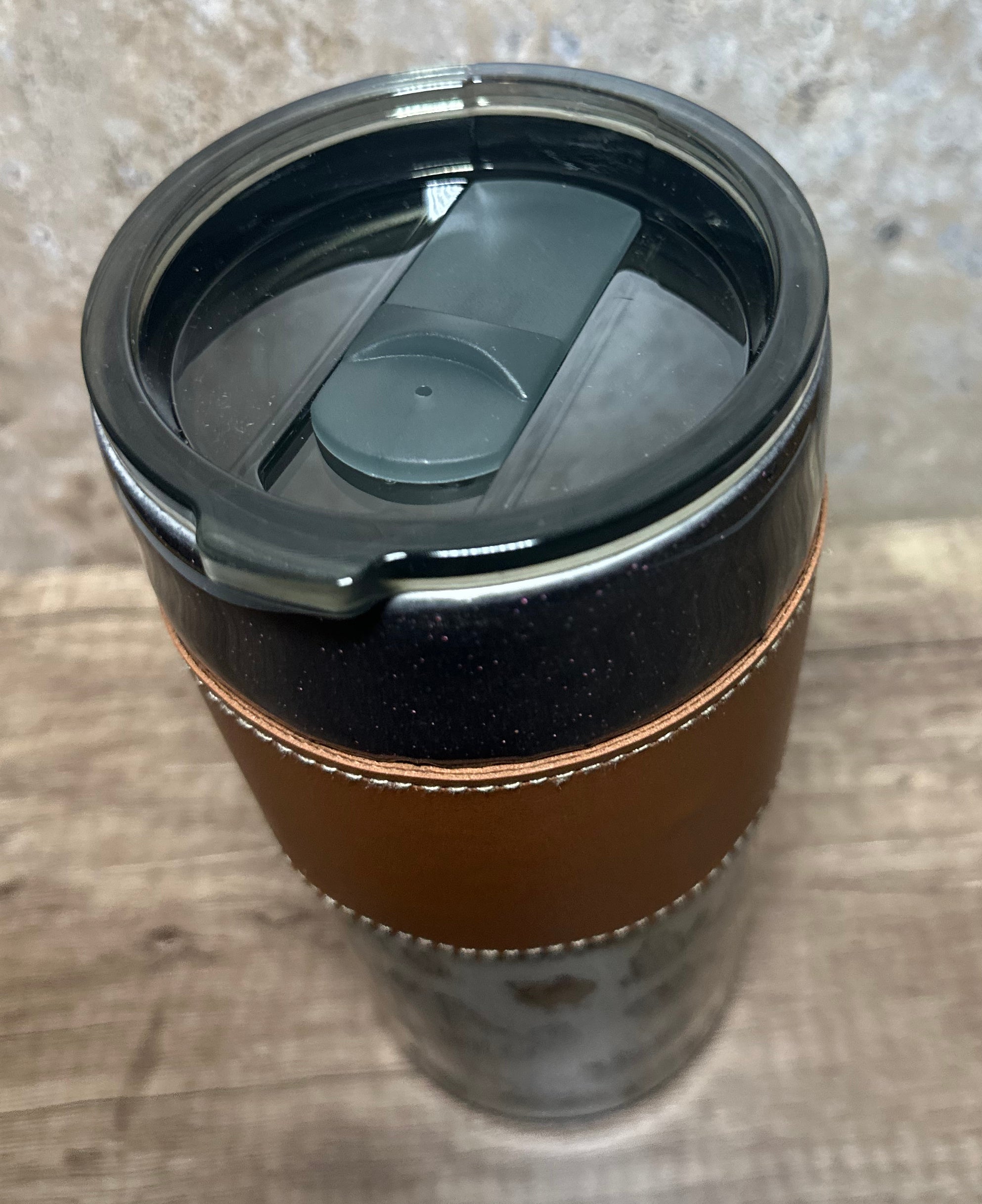 20 oz Chicken Tumbler with leather sleeve