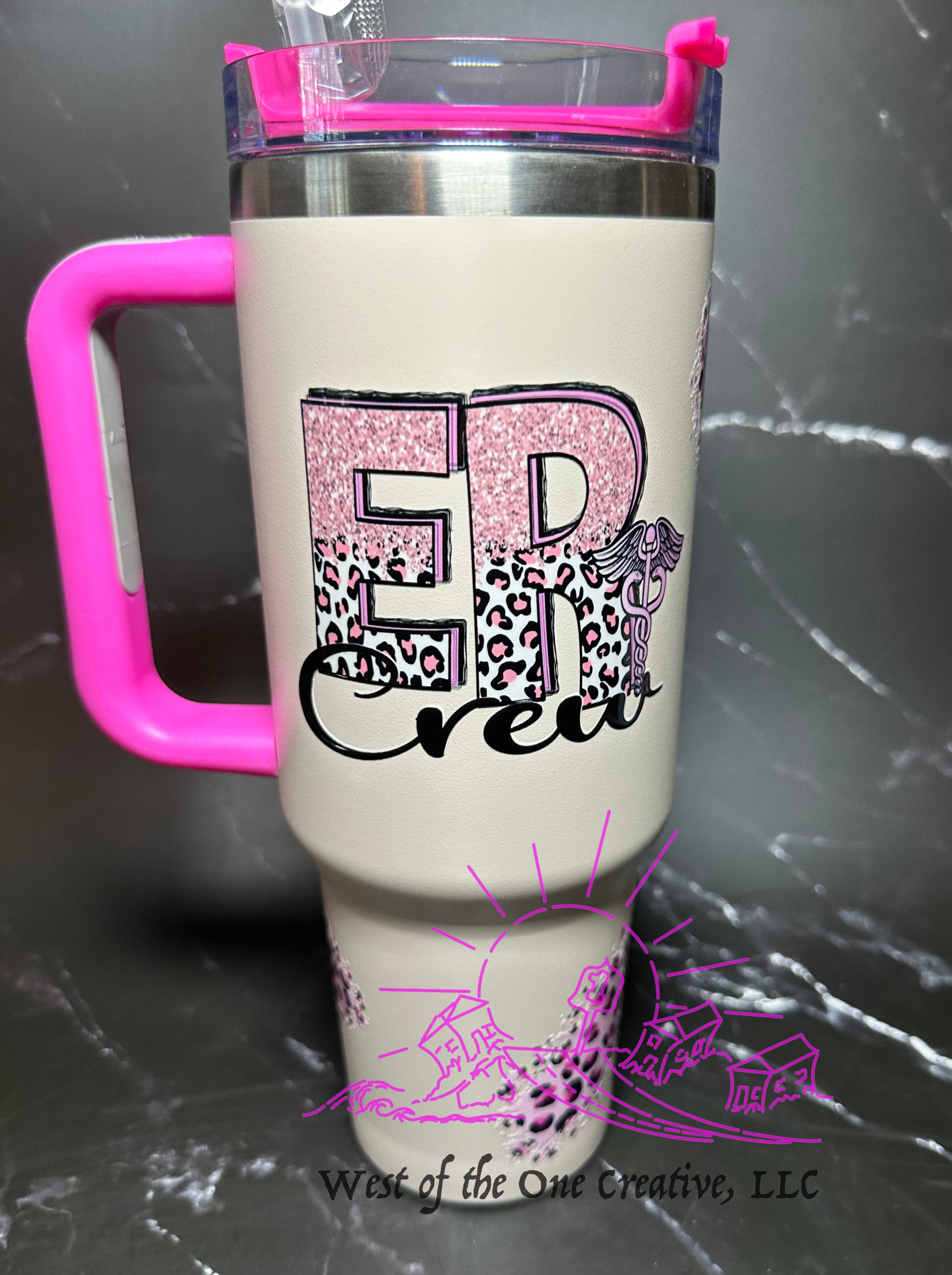 40 oz Cream and Pink Tumbler for the ER Crew