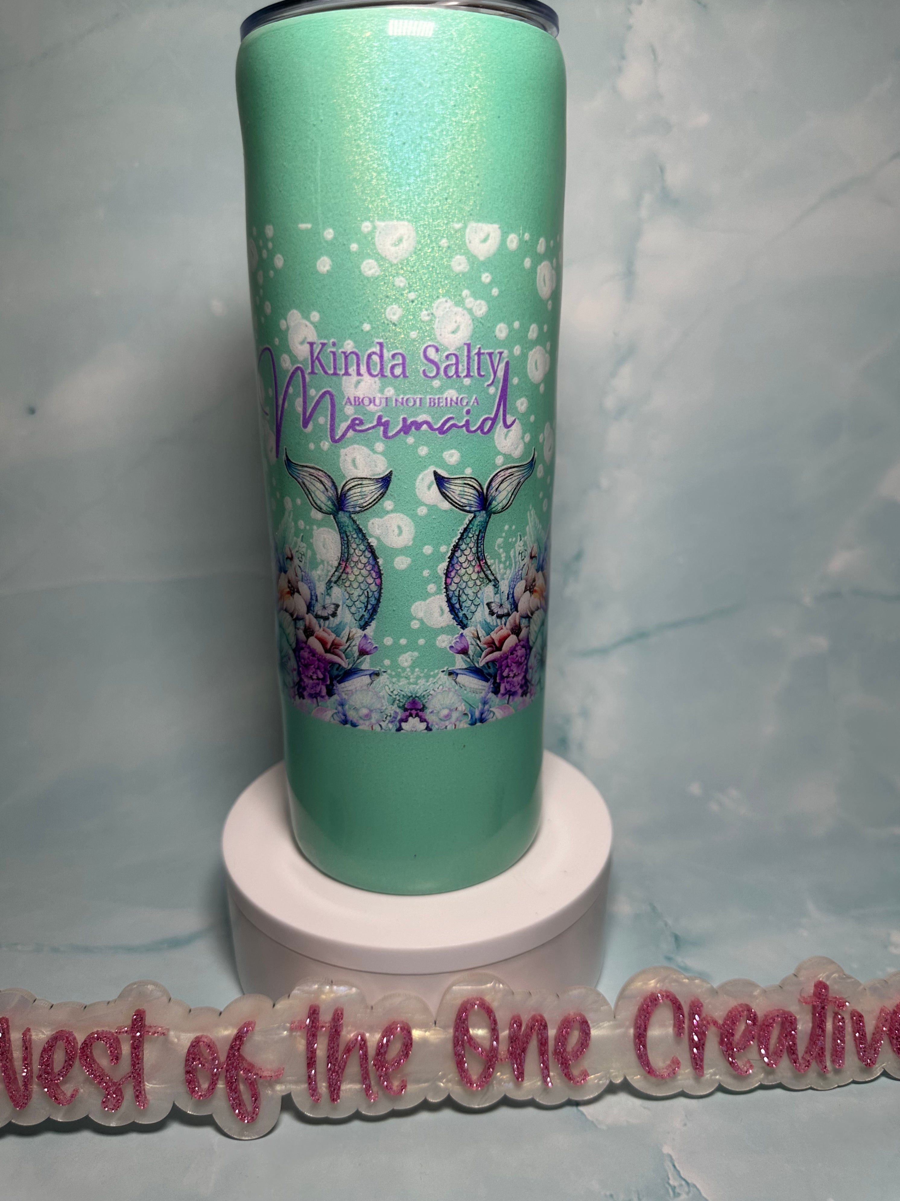 20 oz mint green with tail Mermaid tumbler