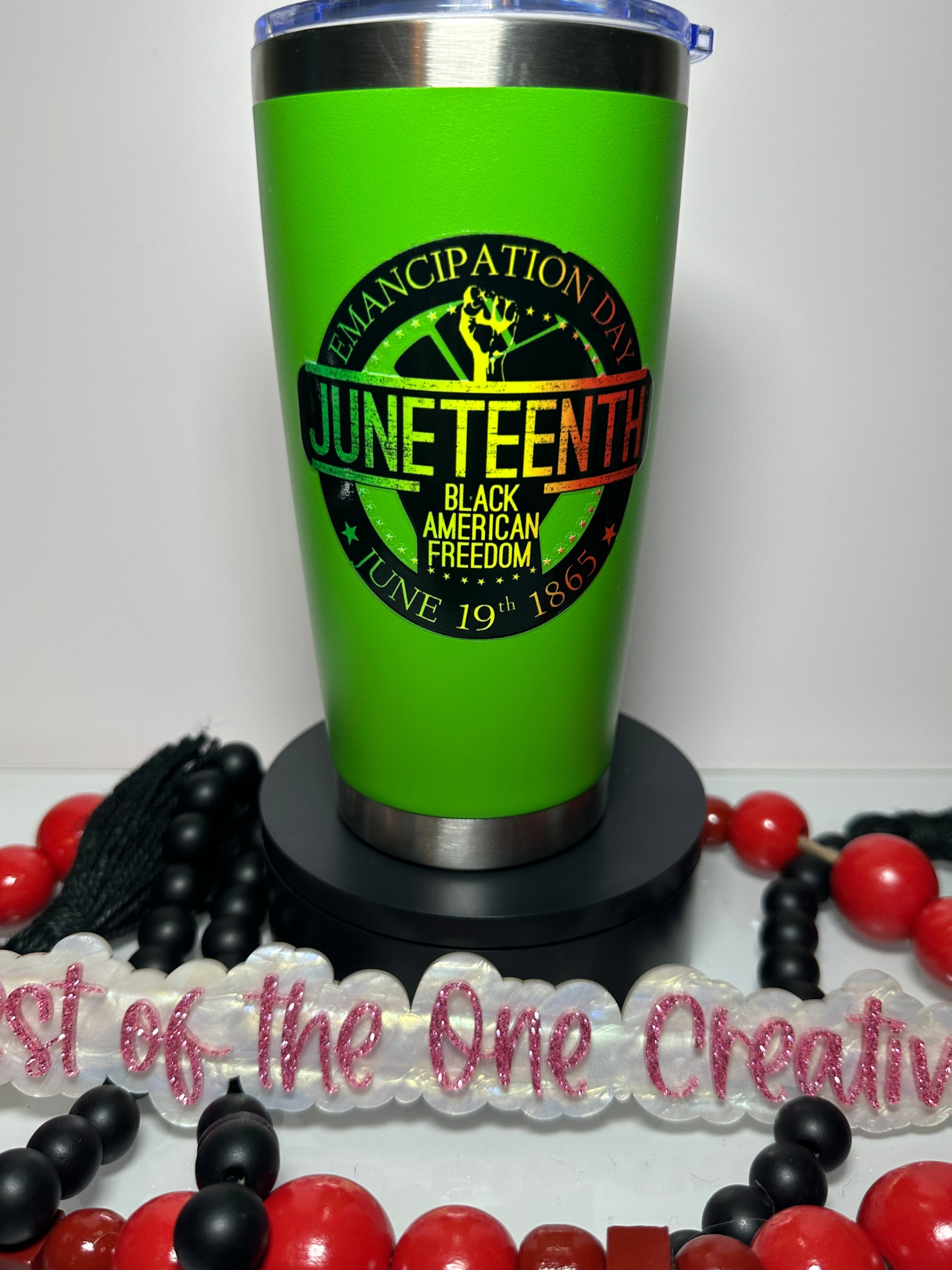 20 oz Emancipation Day Juneteenth Green Tumbler