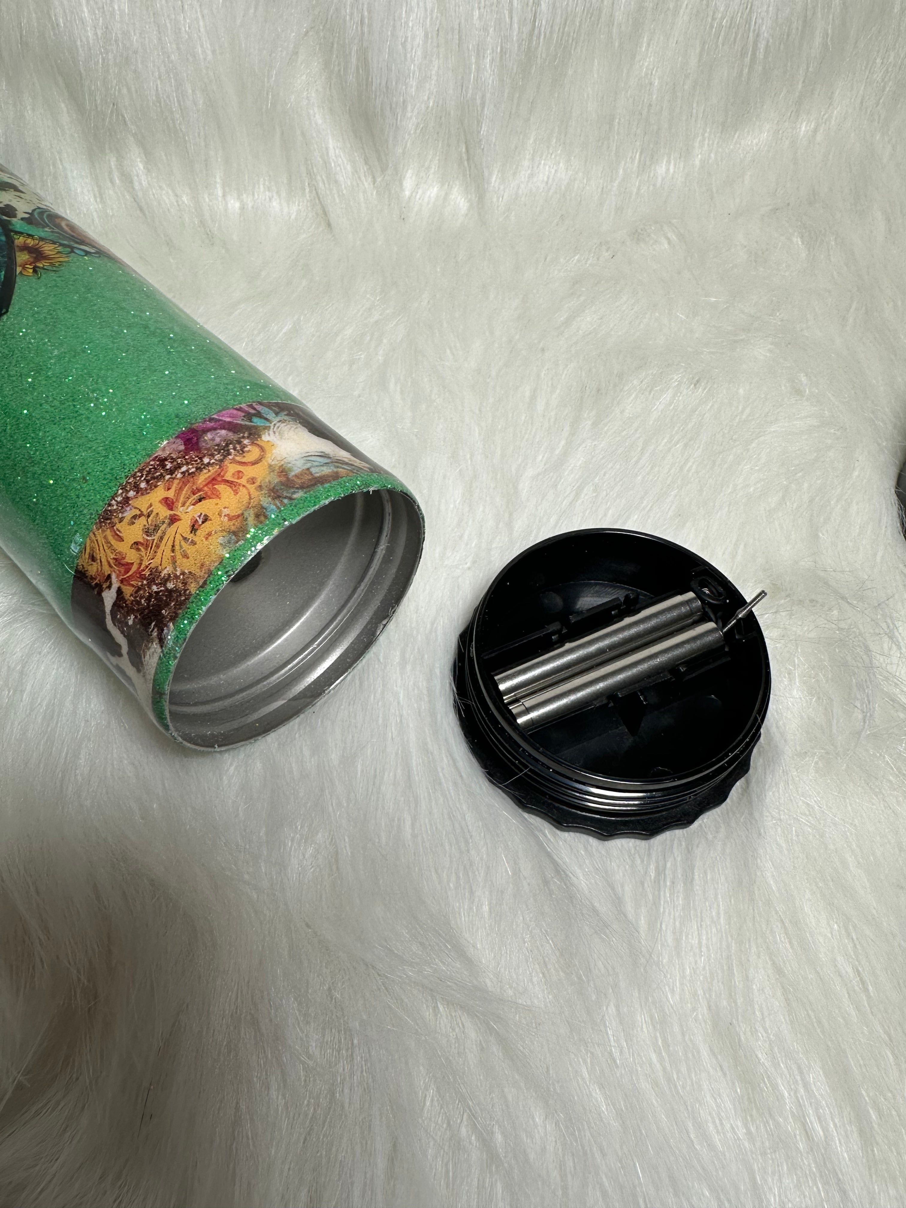 20oz Green hearts and animal print tumbler