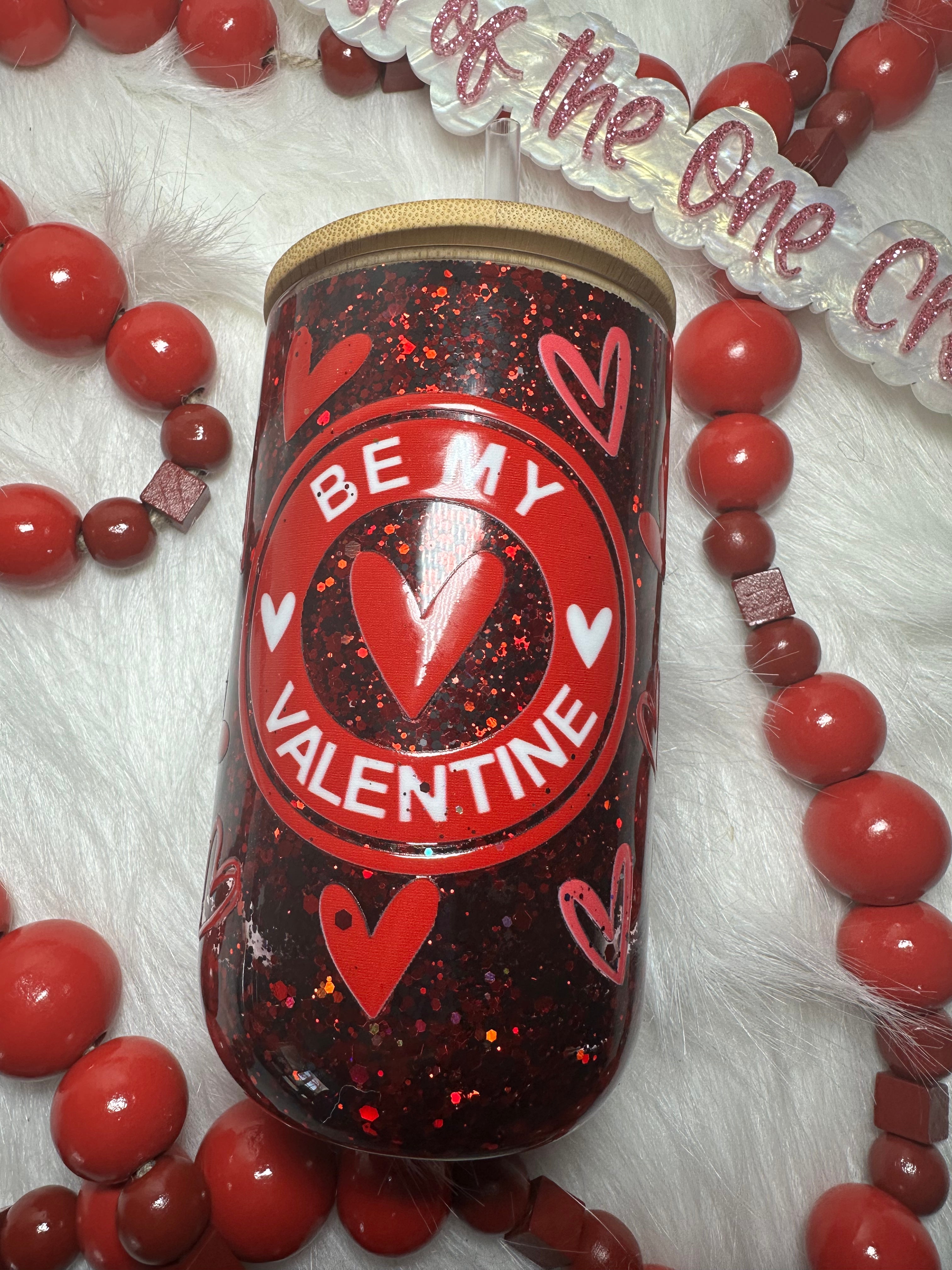 14 oz Glitter Globe Will You Be My Valentine Wine Tumbler