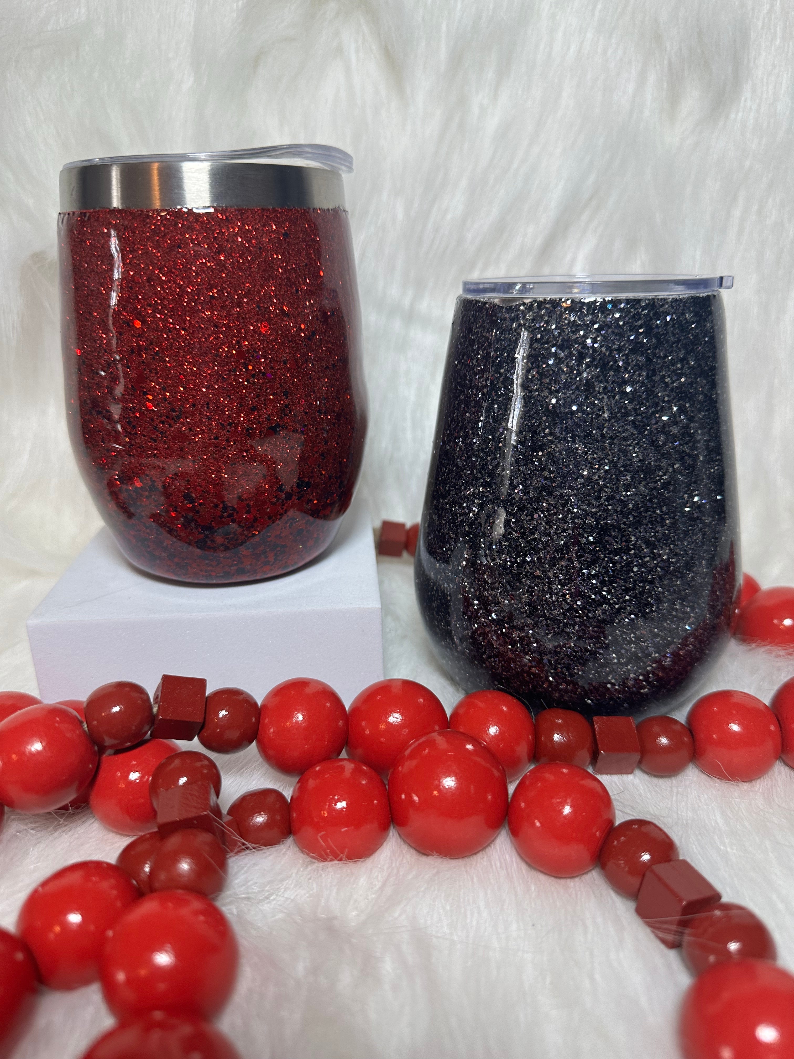 Wine tumblers - red and black - Red like my love, black like my soul