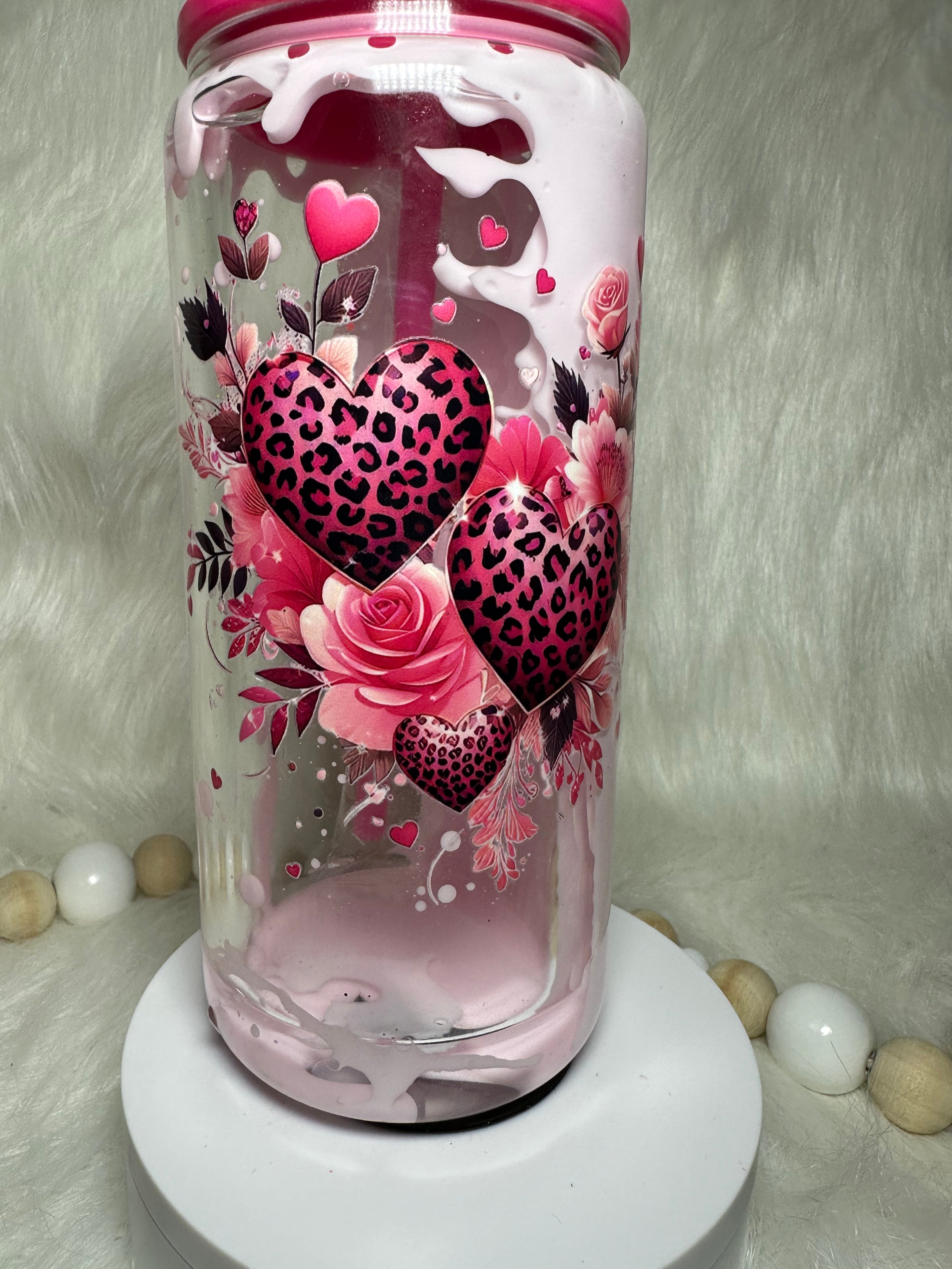 15 oz Glitter Globe Tumblers Pink Filler