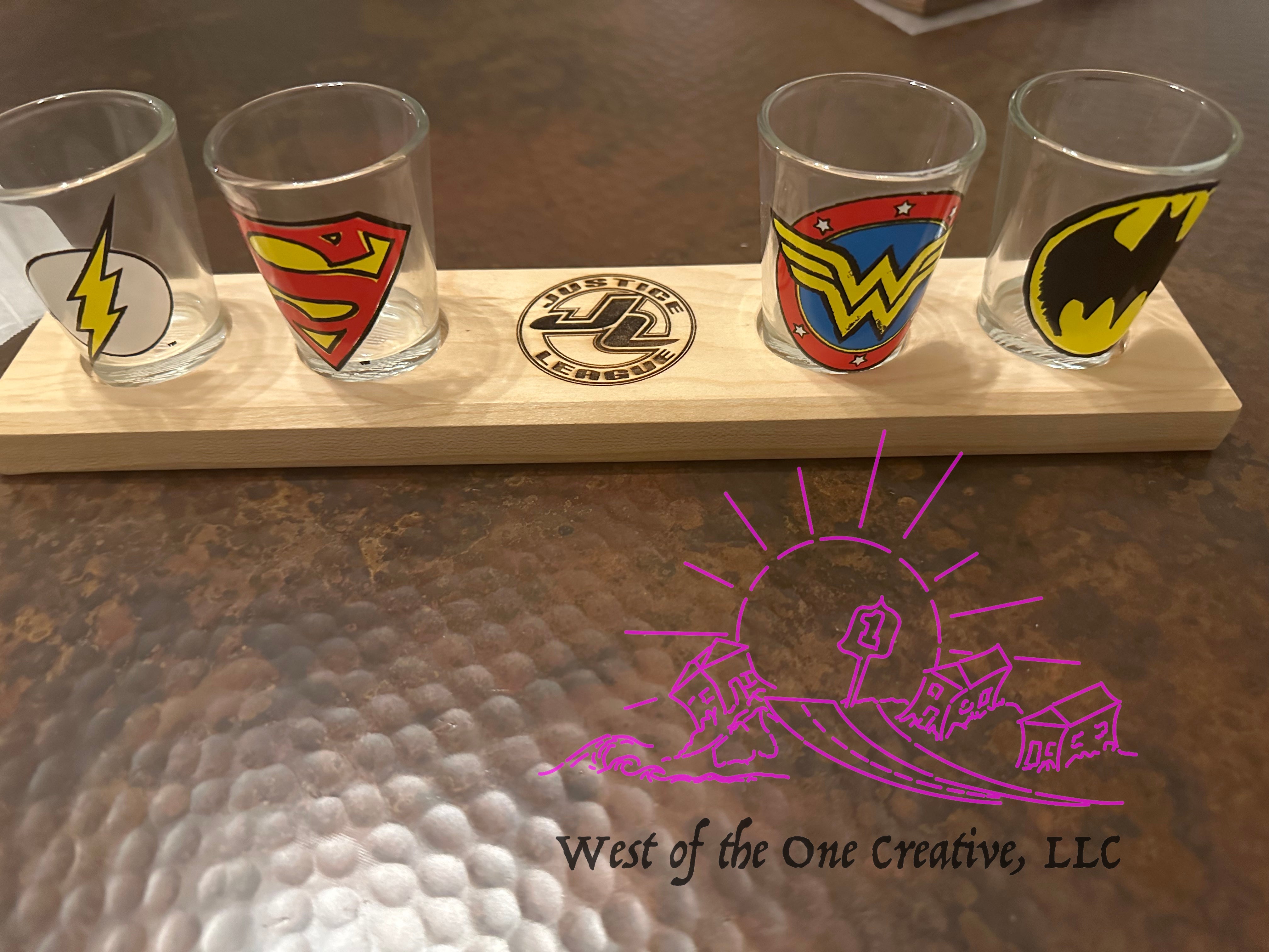 Justice League Shot Set glasses and try