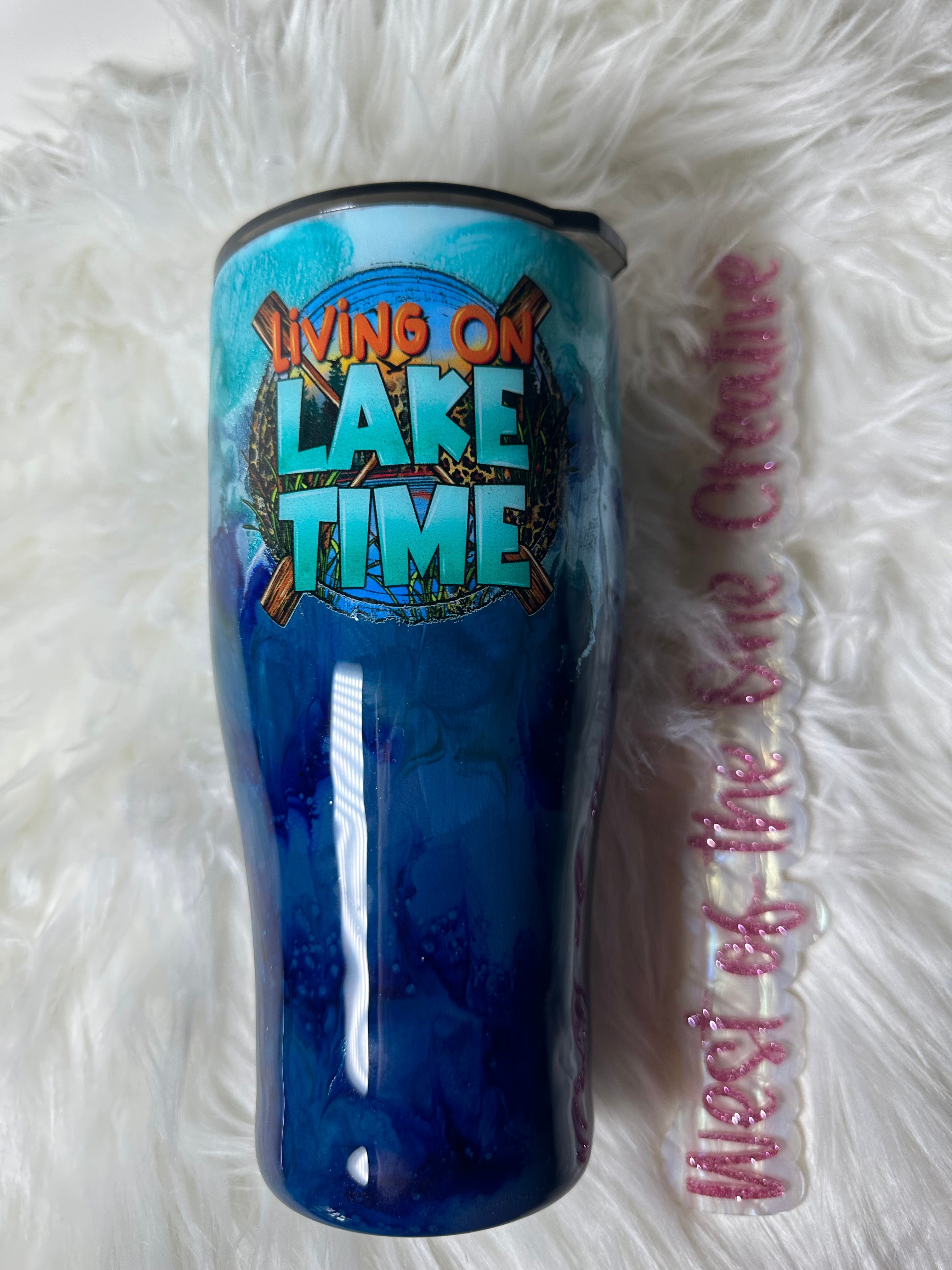 24 oz Modern Tumbler Living on Lake Time