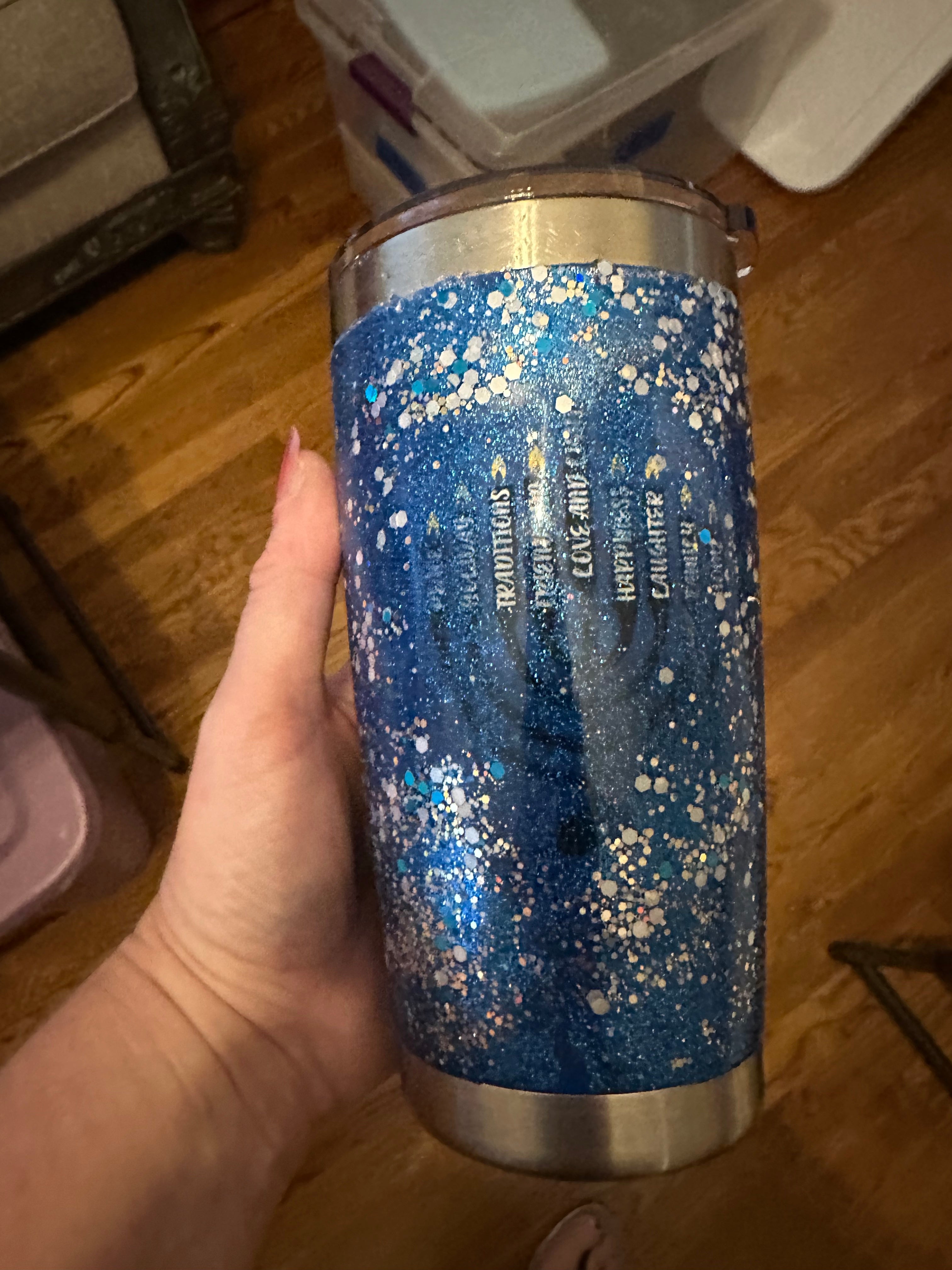 20 oz Blue Hanukkah Chanukkah Menorah tumbler